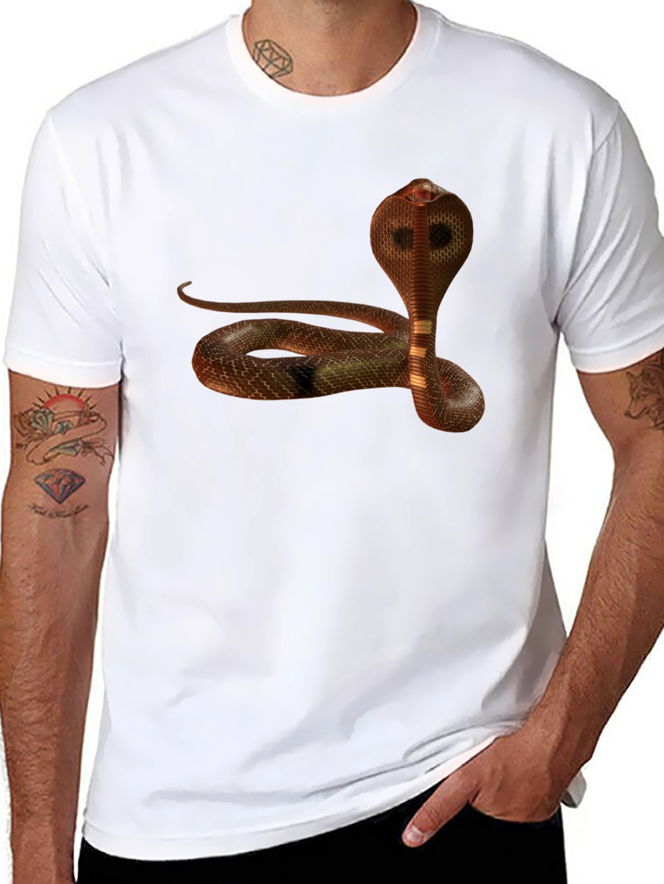 Black Cobra Snake Graphic Black T-Shirt view 8