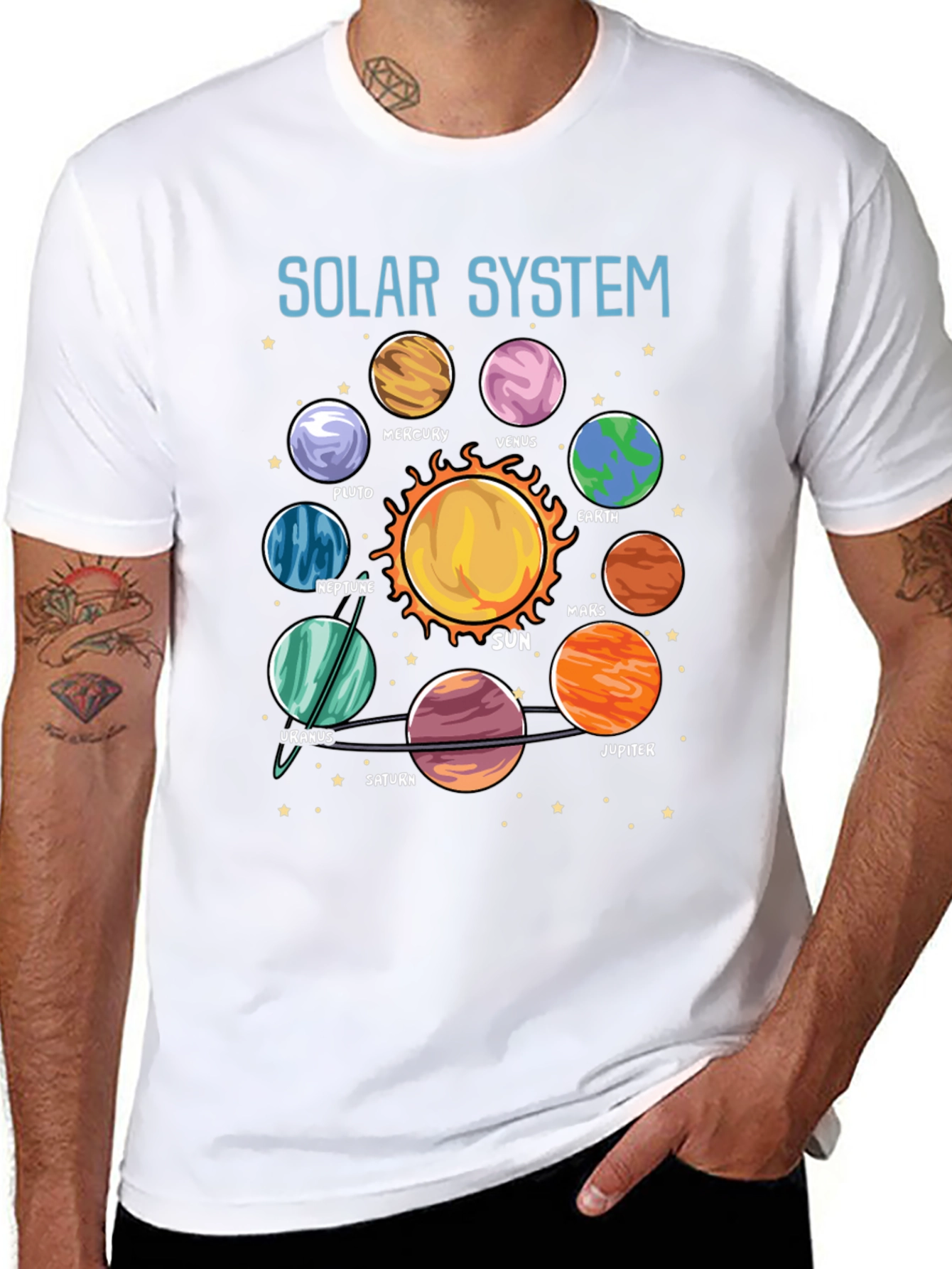 Black Solar System Planet Graphic T-Shirt view 8