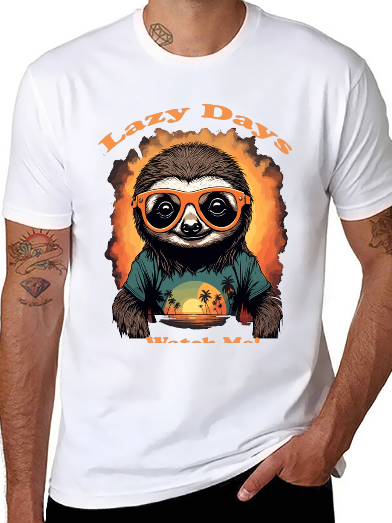 Black Lazy Days Sloth T-Shirt view 8