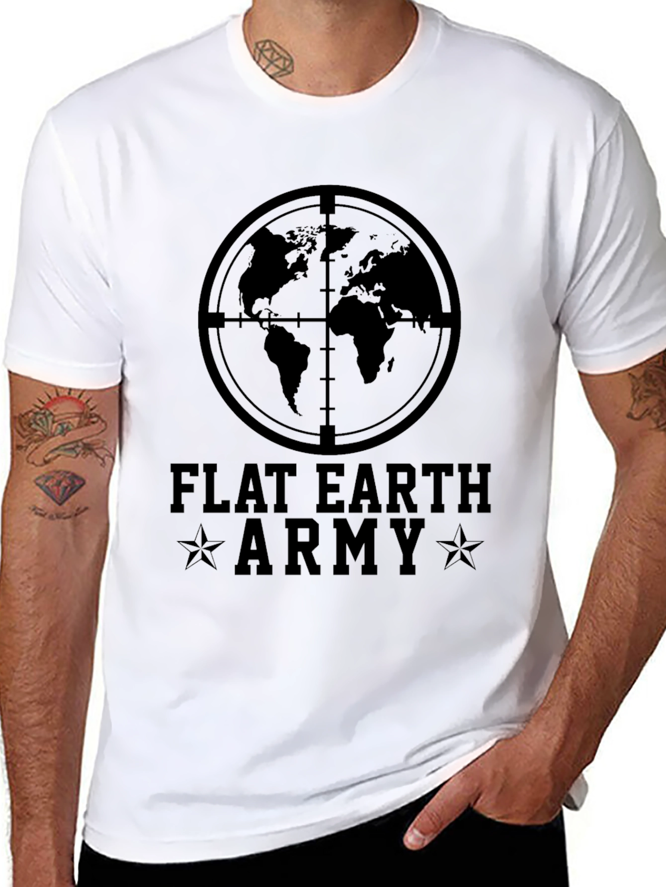 Black Flat Earth Army Graphic Tee - Conspiracy T-Shirt view 8