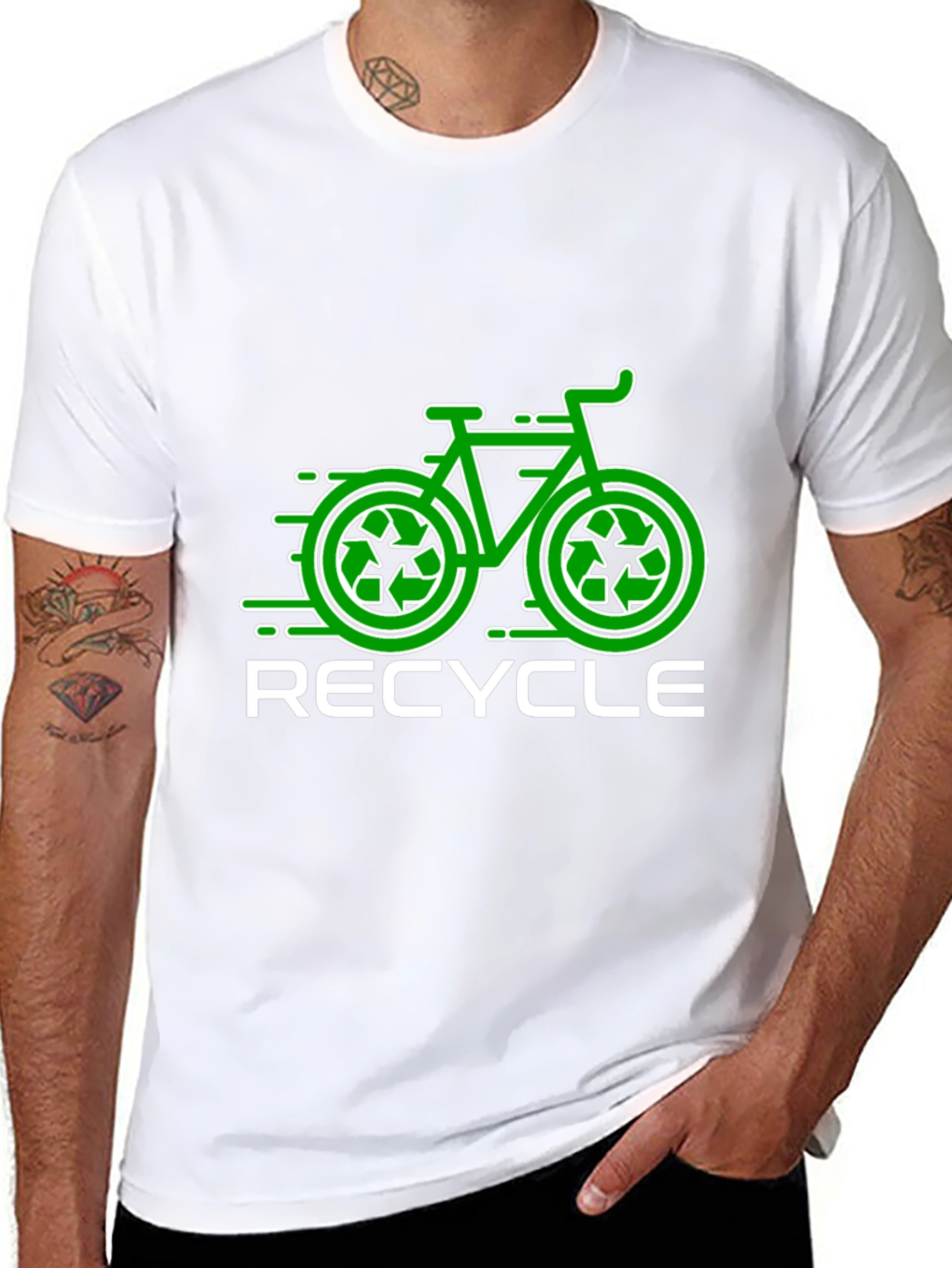 Black Recycle Bike T-Shirt - Eco-Friendly Design view 8