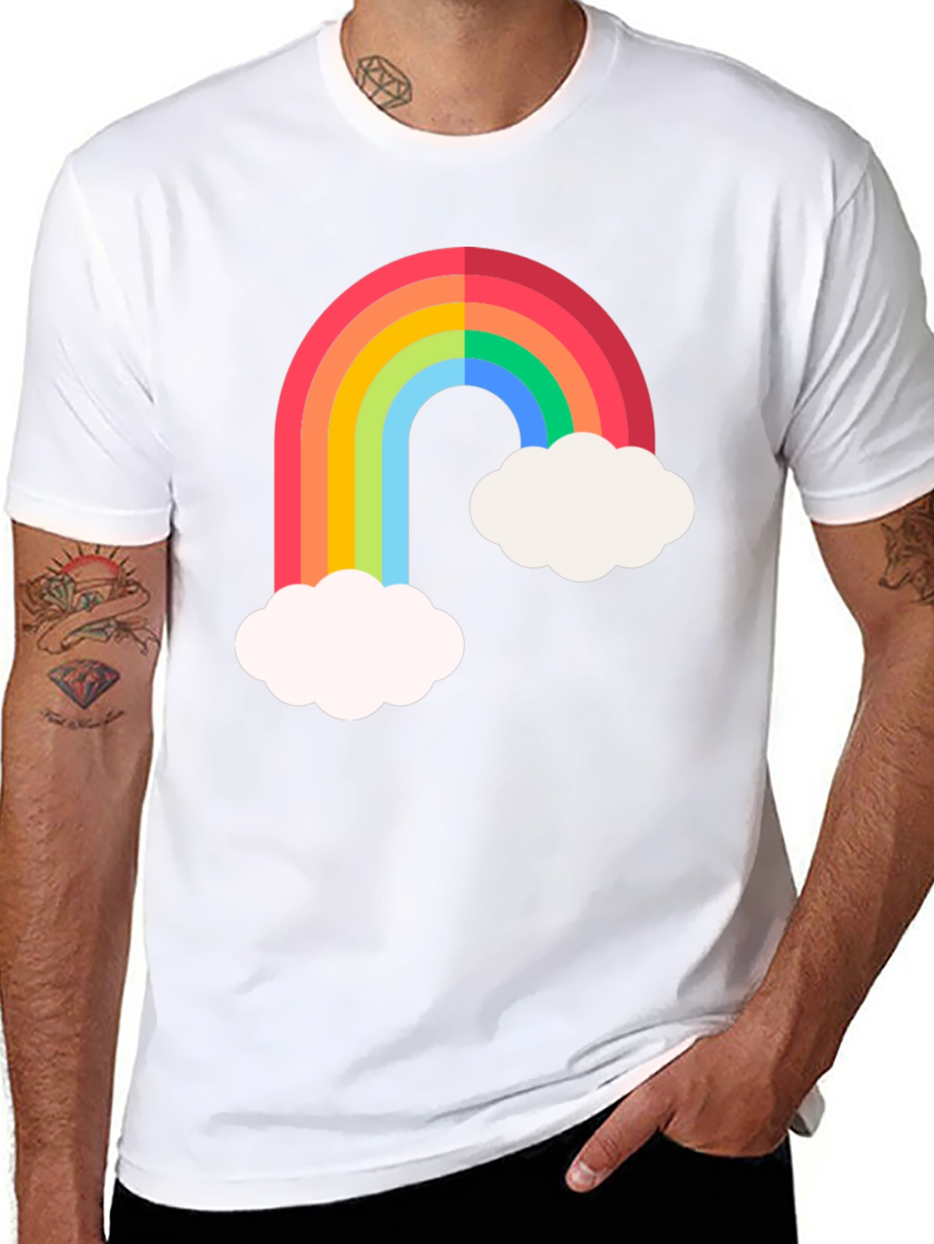 Black Rainbow & Cloud Graphic Tee view 8