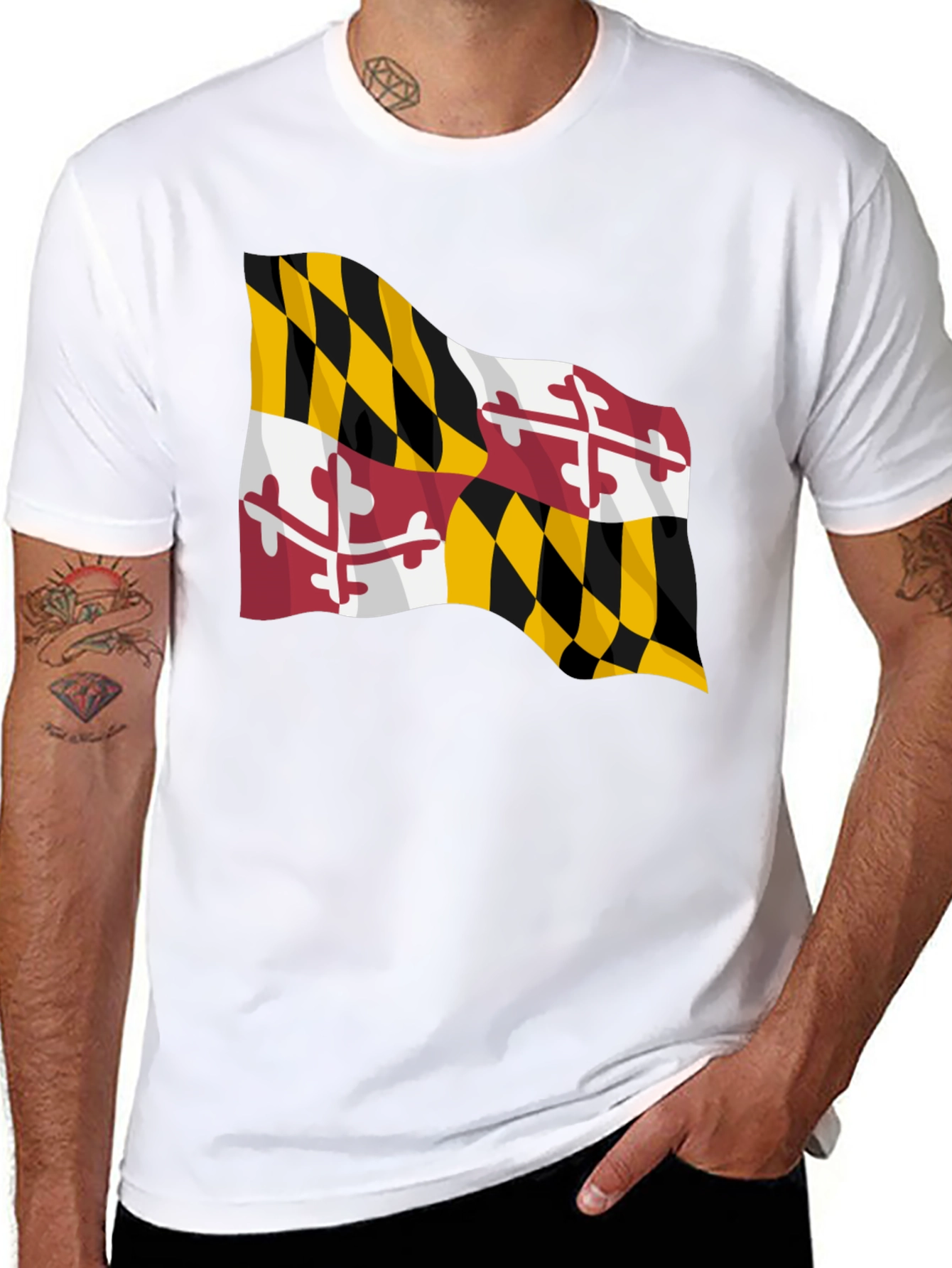Black Maryland Flag Black T-Shirt view 8