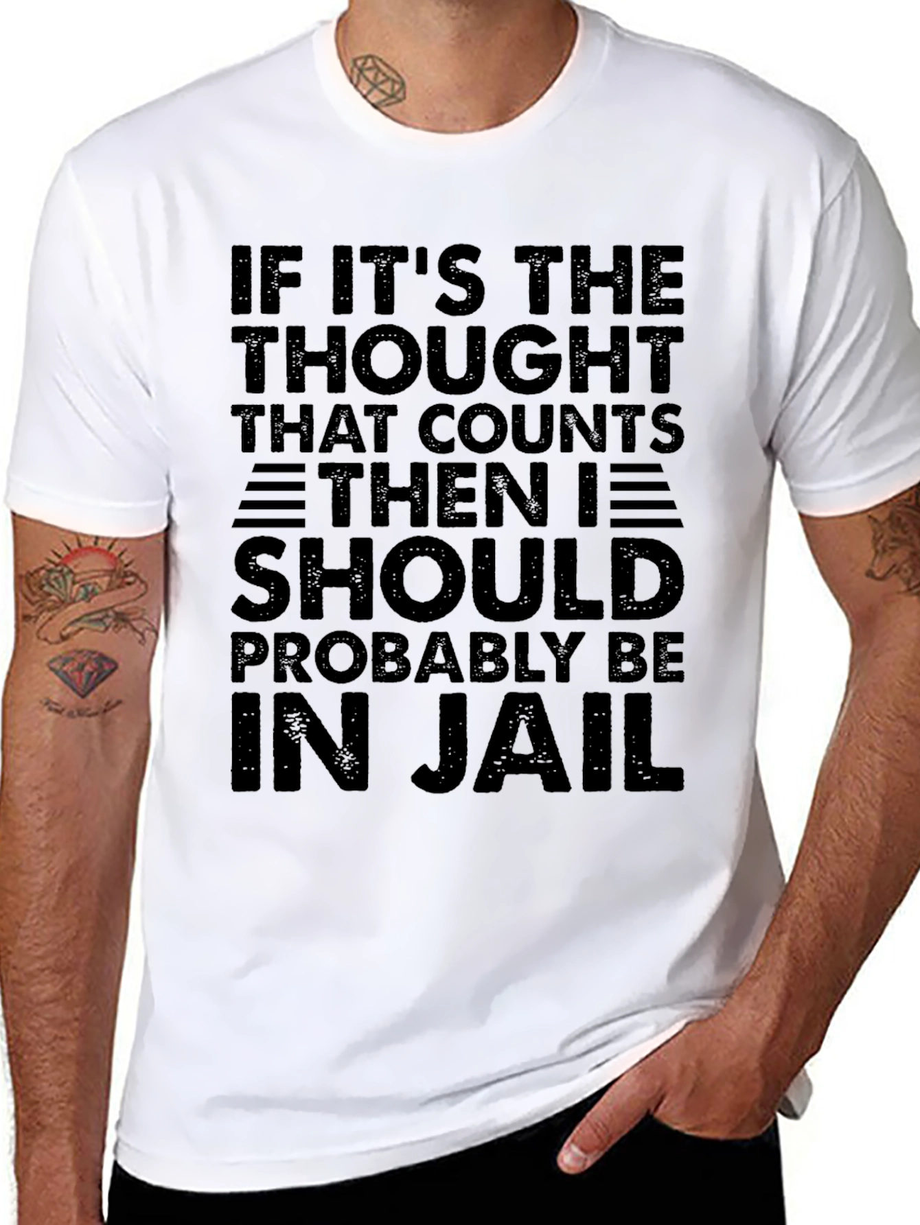 Black Humorous Jail Thought T-Shirt view 8