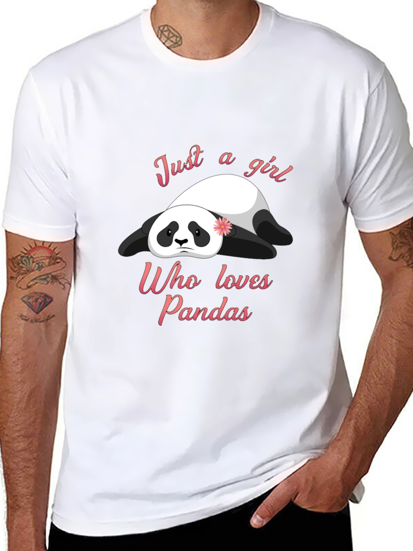 Black Panda Lover T-Shirt - Cute Girl's Panda Graphic Tee view 8