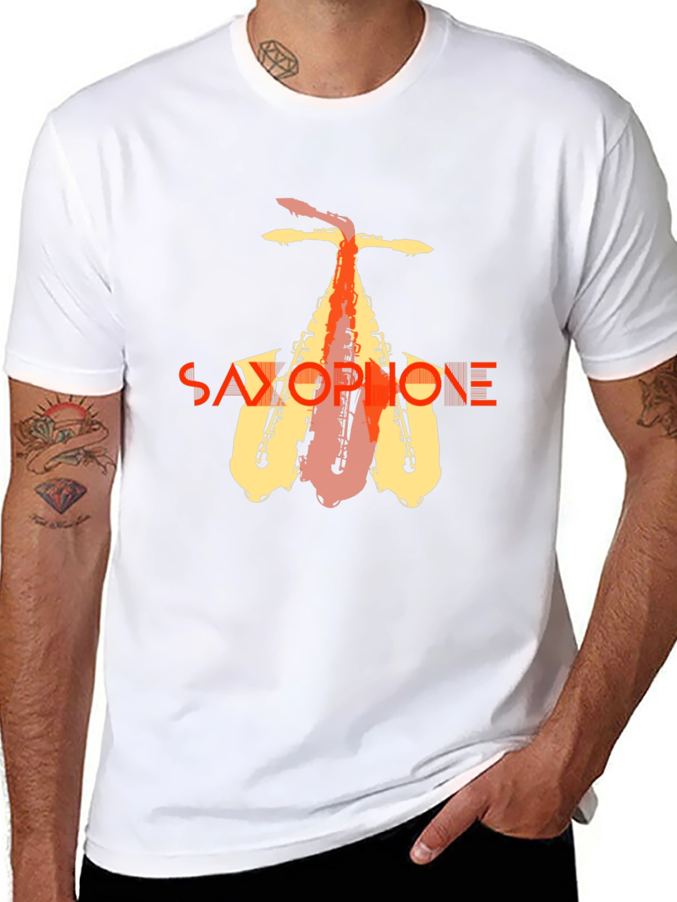 Black Saxophone Graphic Tee - Stylish Music Lover T-Shirt view 8
