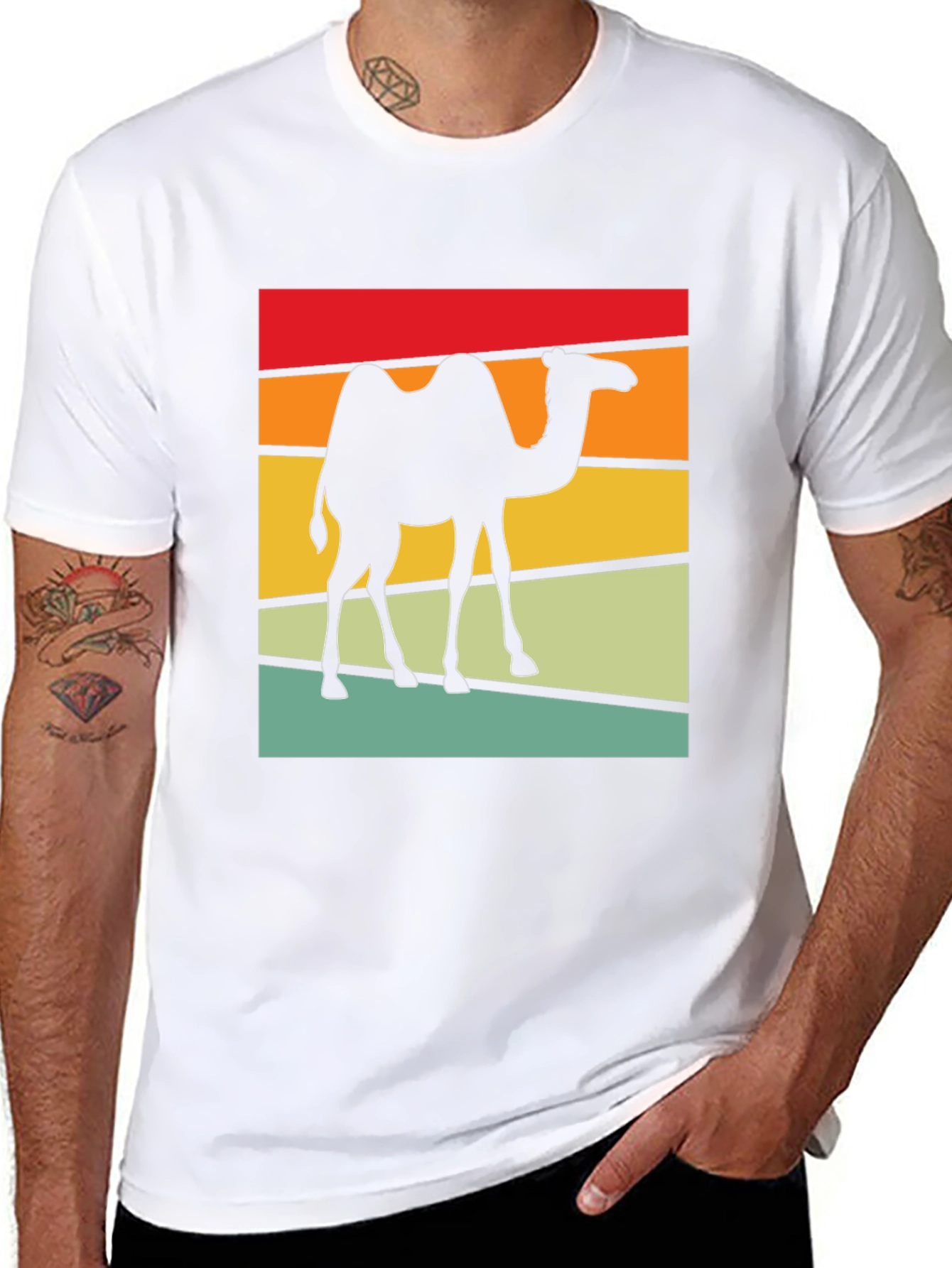 Black Retro Camel T-Shirt: Black Cotton Blend, Graphic Tee view 8