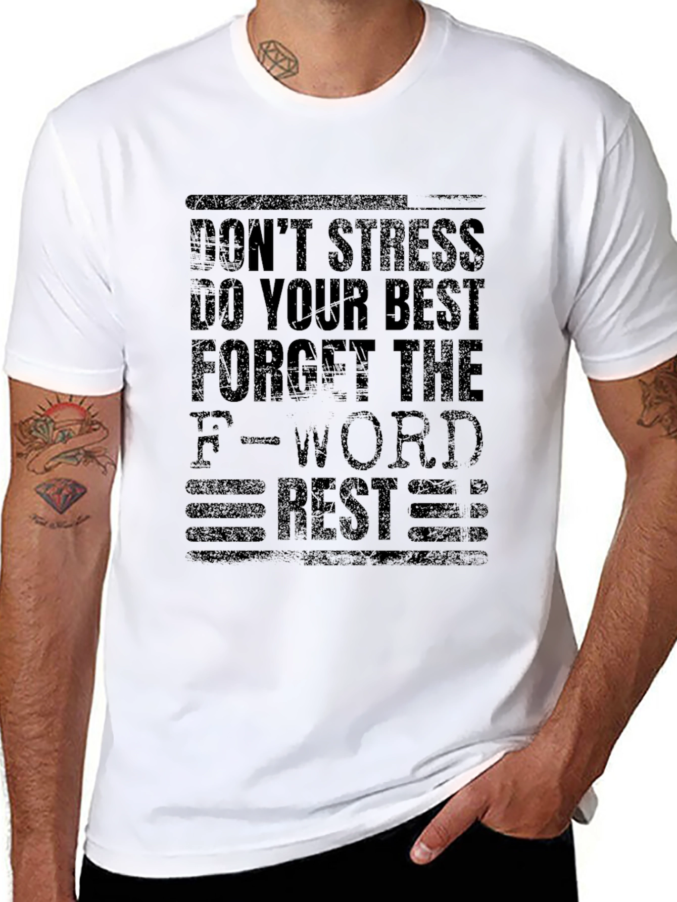 Black Don't Stress Black Graphic T-Shirt view 8
