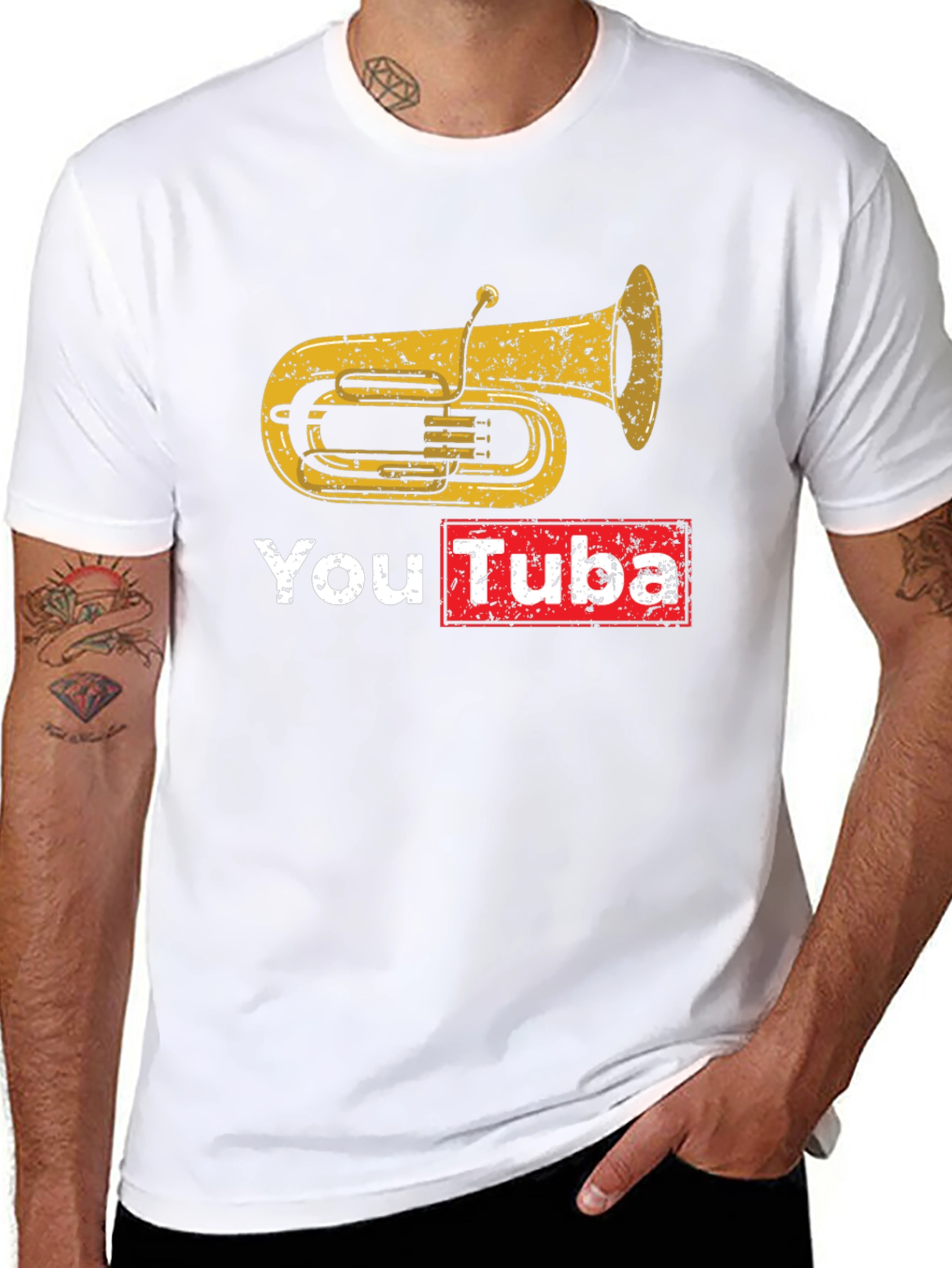 Black You Tuba Graphic T-Shirt - Musician's Novelty Tee view 8