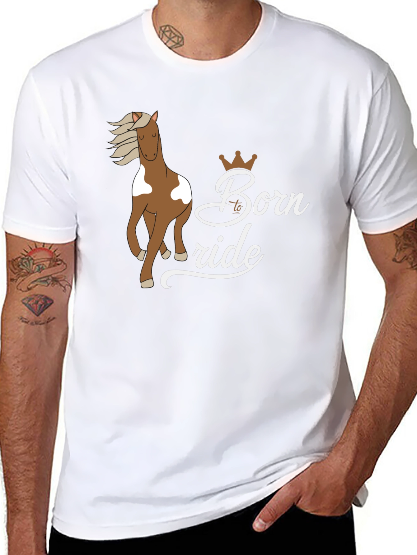 Black Born to Ride Horse T-Shirt view 8