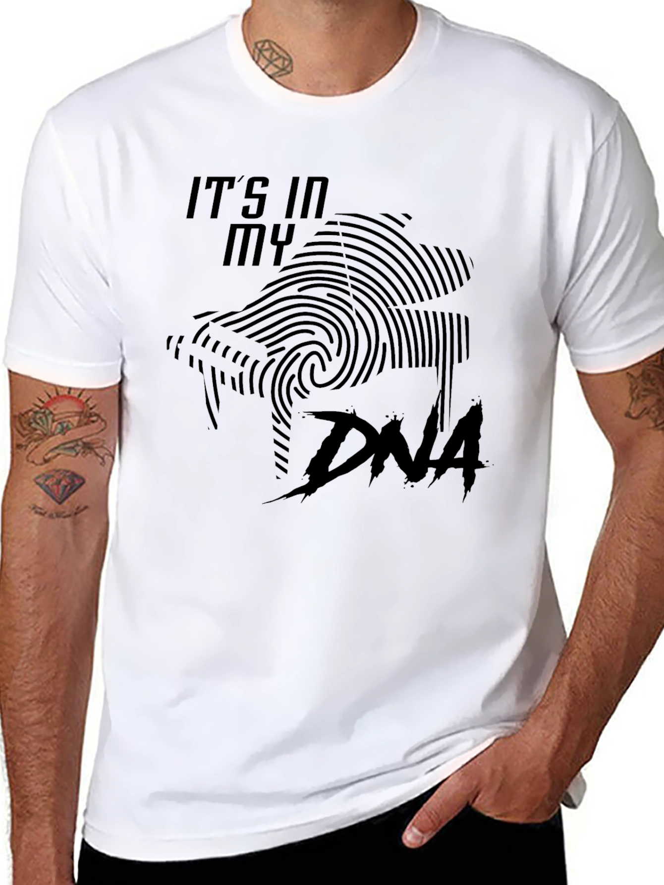 Black It's In My DNA T-Shirt - Shark Fingerprint Graphic view 8
