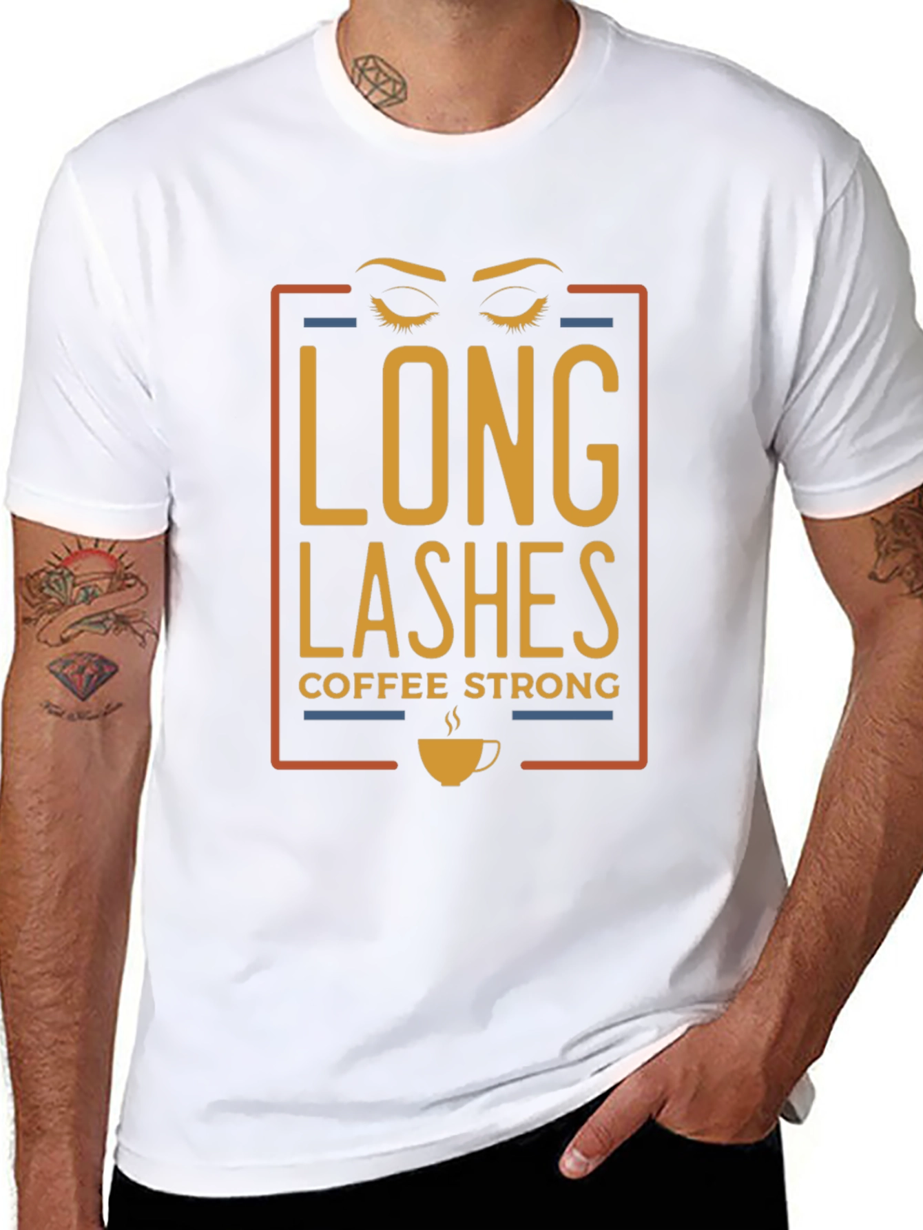 Black Long Lashes Coffee Strong Graphic T-Shirt view 8