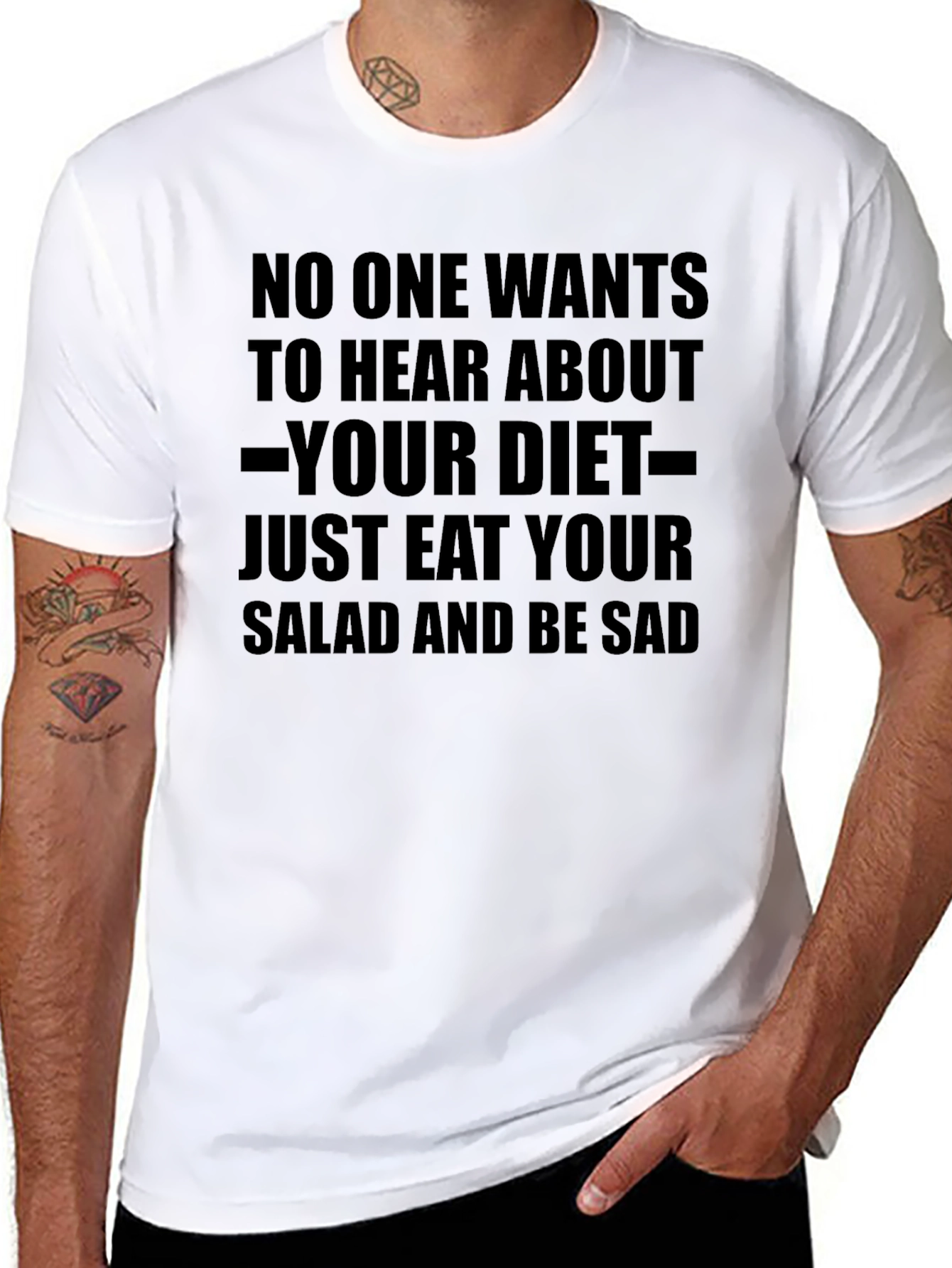 Black Eat Your Salad Funny T-Shirt view 8