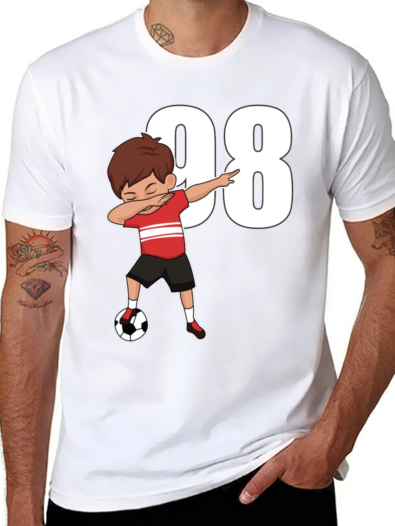 Black Dabbing Soccer Boy T-Shirt - Number 98 view 8