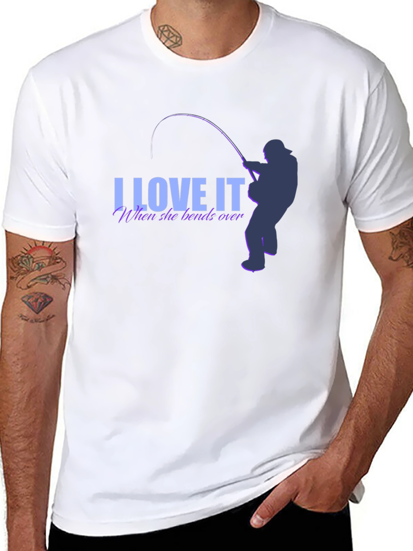 Black I Love It When She Bends Over Fishing T-Shirt view 8