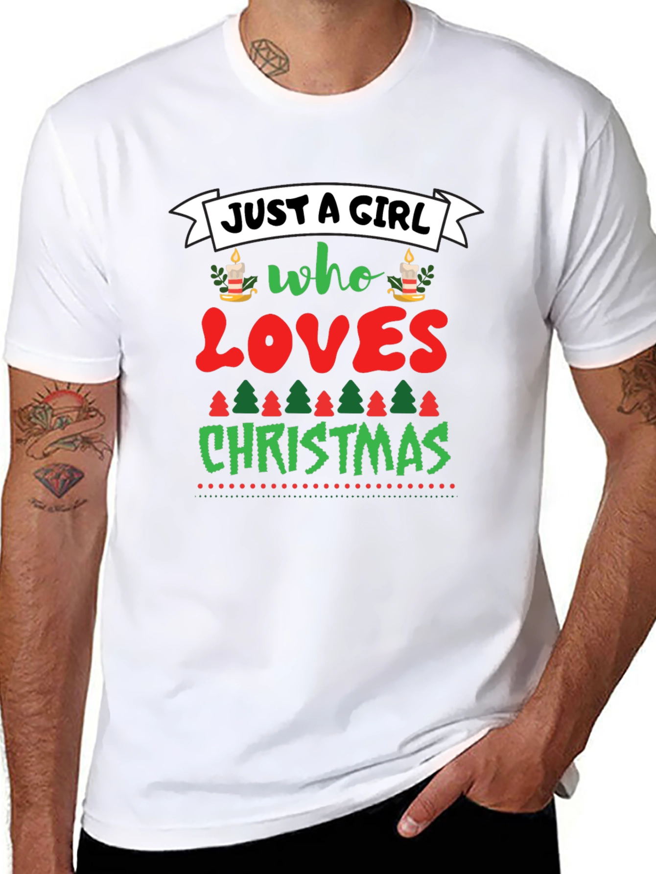 Just A Girl Who Loves Christmas Graphic Tee - 8