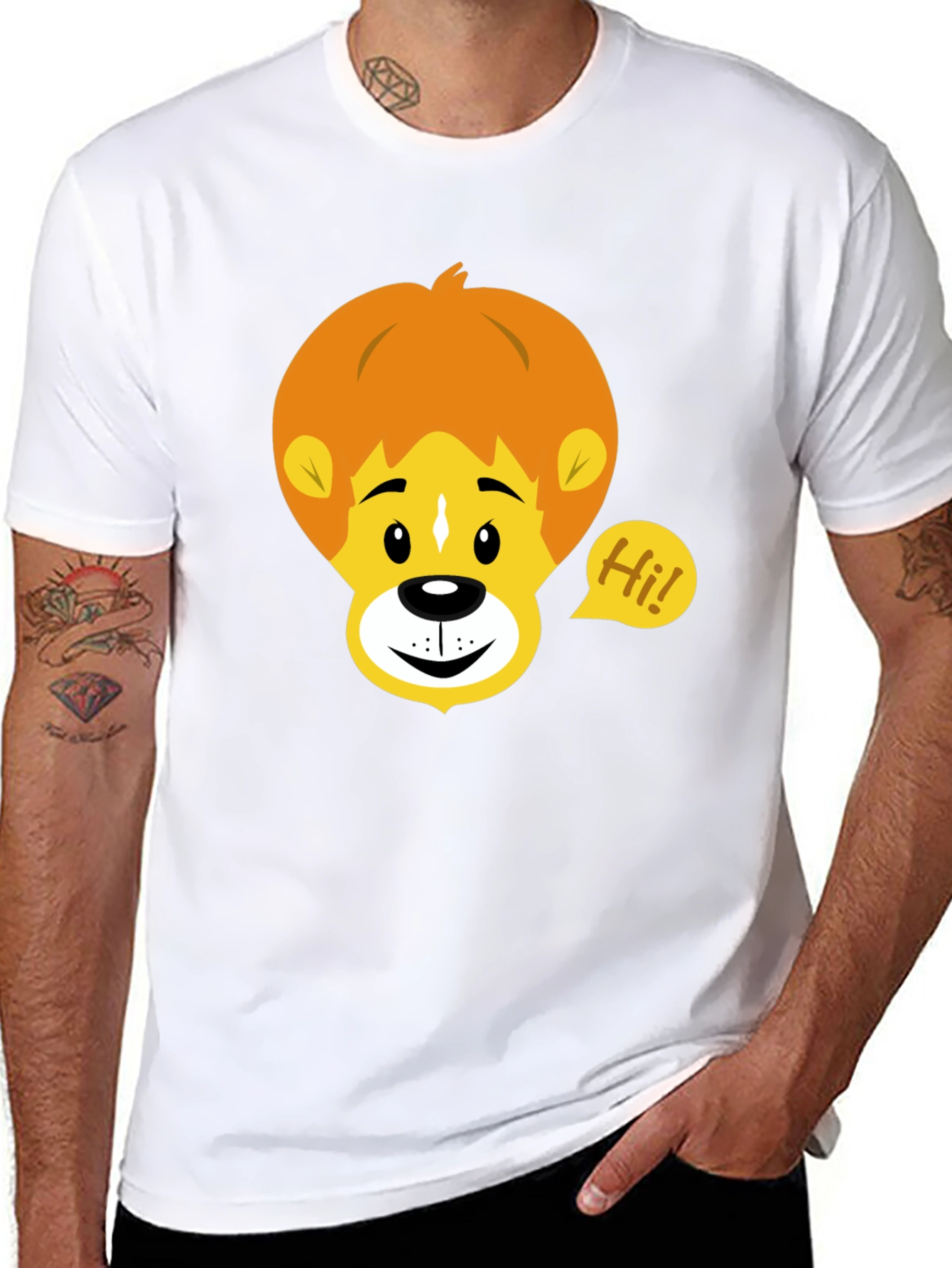 Black Cartoon Lion Graphic Tee - Black view 8