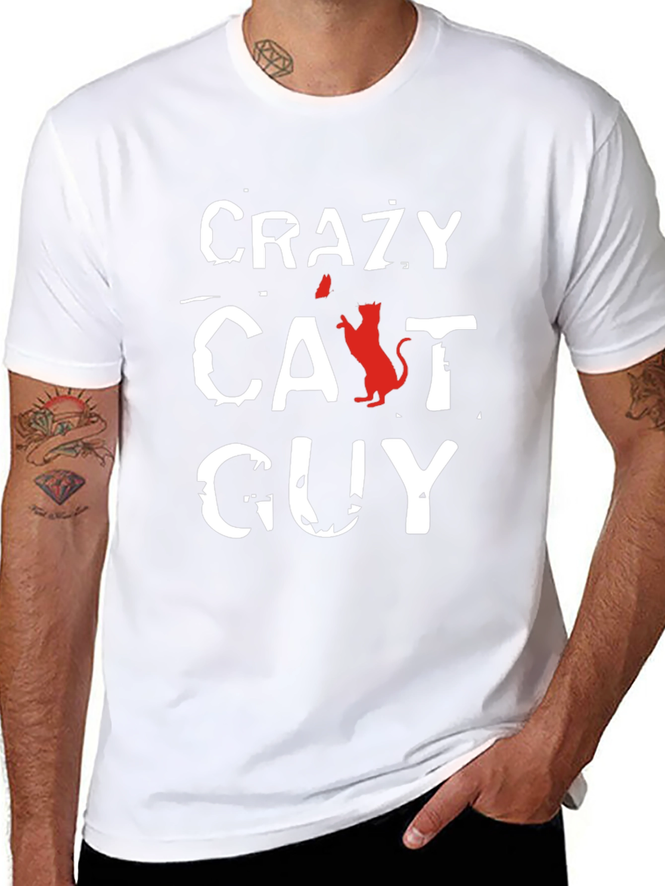 Black Crazy Cat Guy T-Shirt - Unique Gift for Cat Lovers view 8