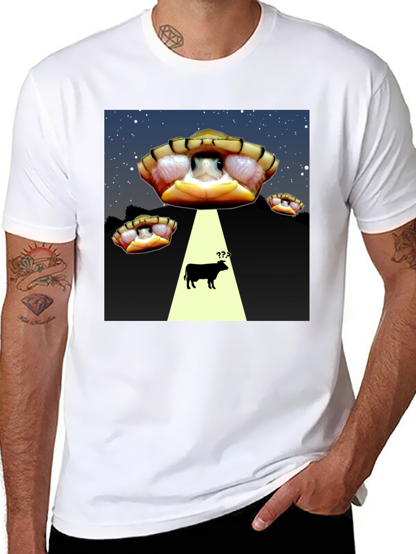 Black Alien Turtle Abduction T-Shirt - Funny Graphic Tee view 8