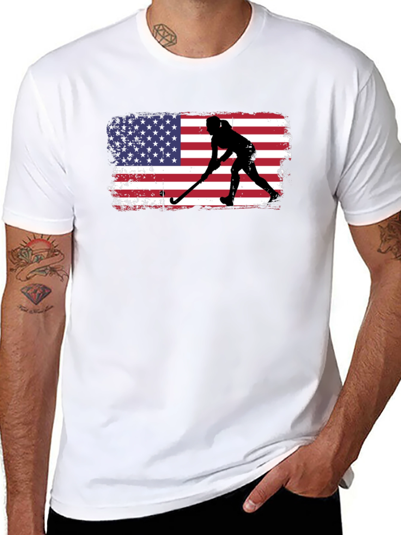 Black USA Hockey Silhouette Graphic Tee view 8