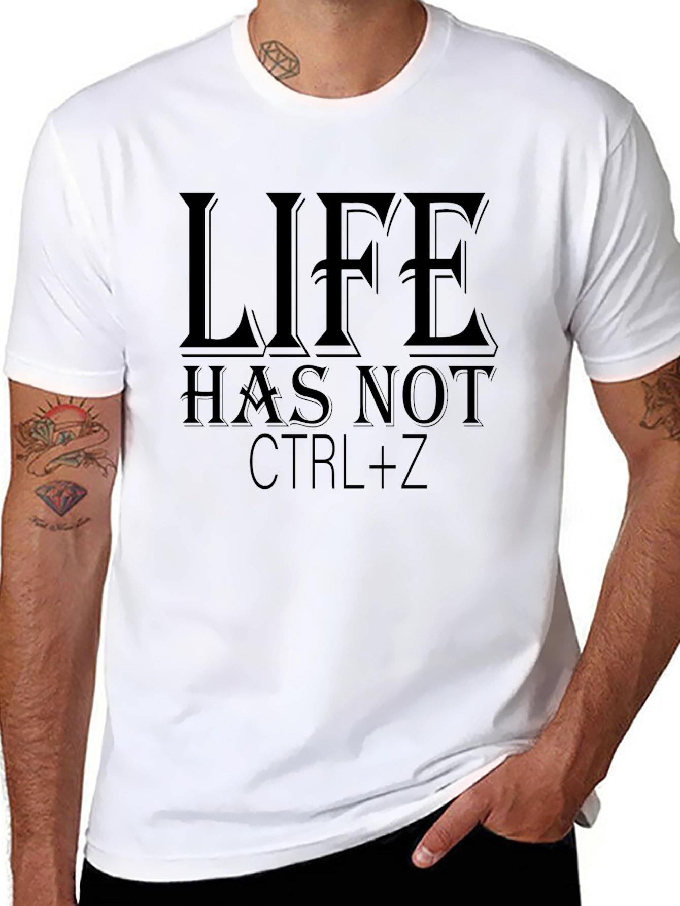 Black Life Has Not CTRL+Z Black Graphic T-Shirt view 8