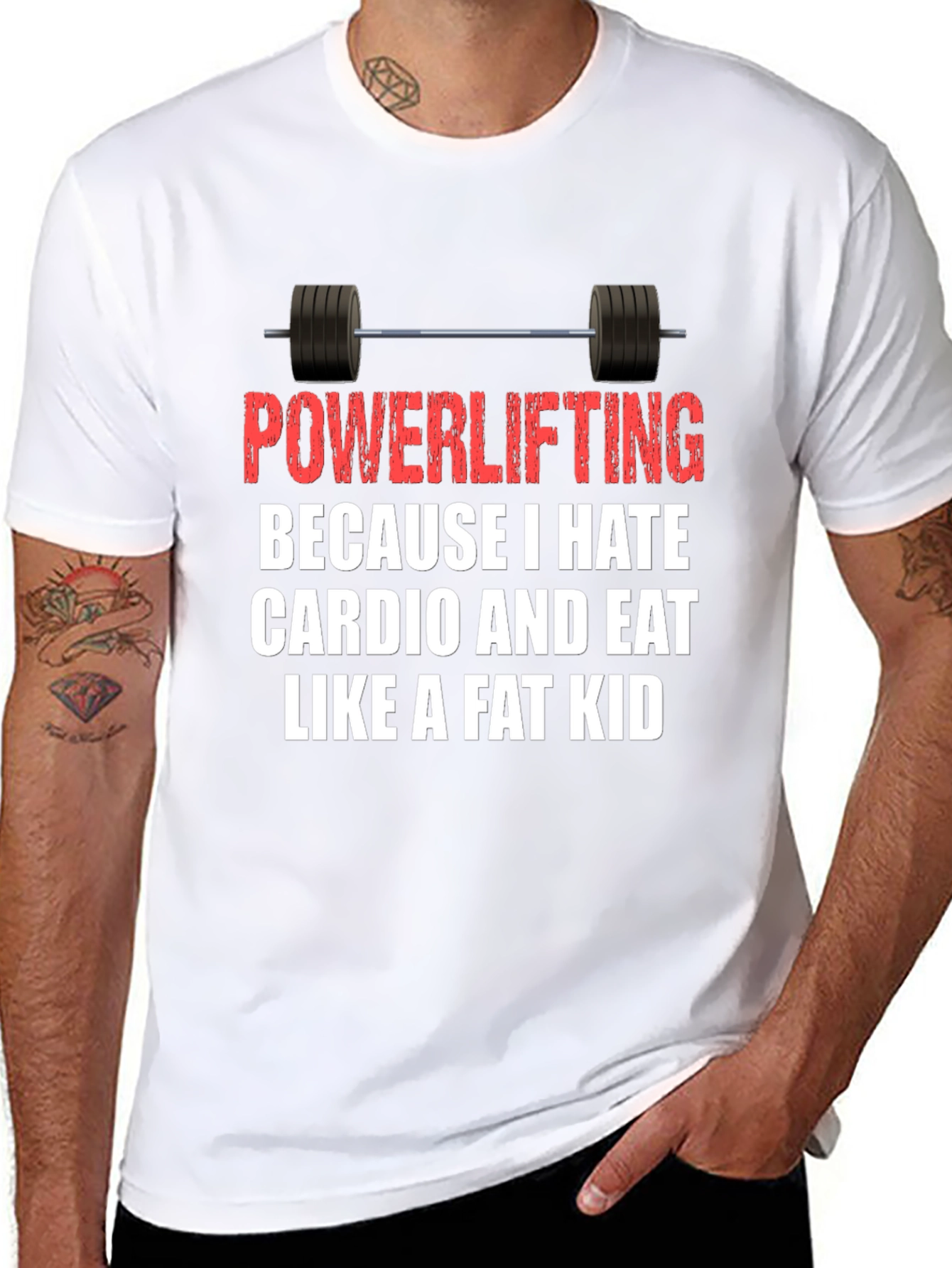 Black Powerlifting Hates Cardio Graphic Tee view 8