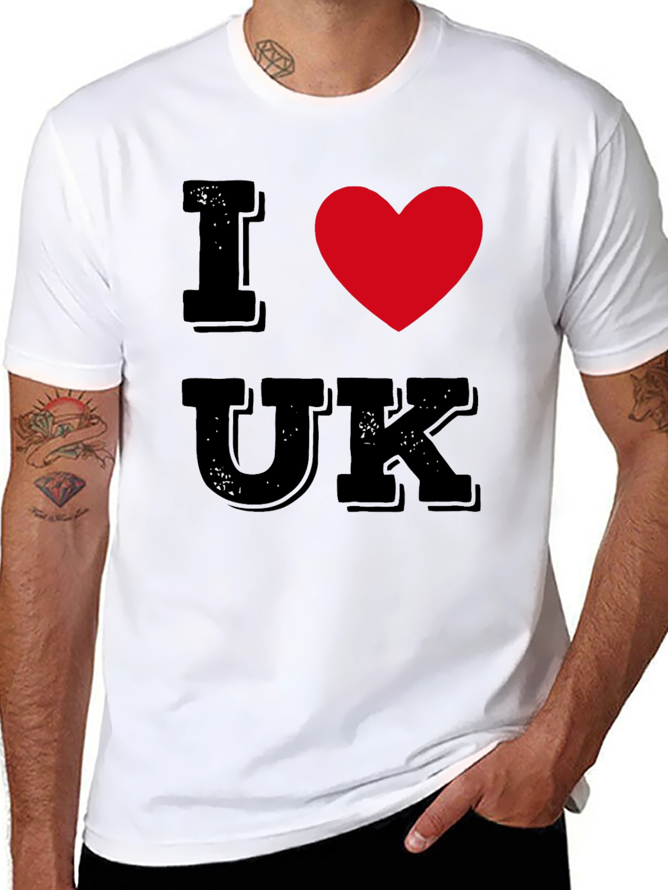 Black I Heart UK T-Shirt - Black Cotton Tee view 8