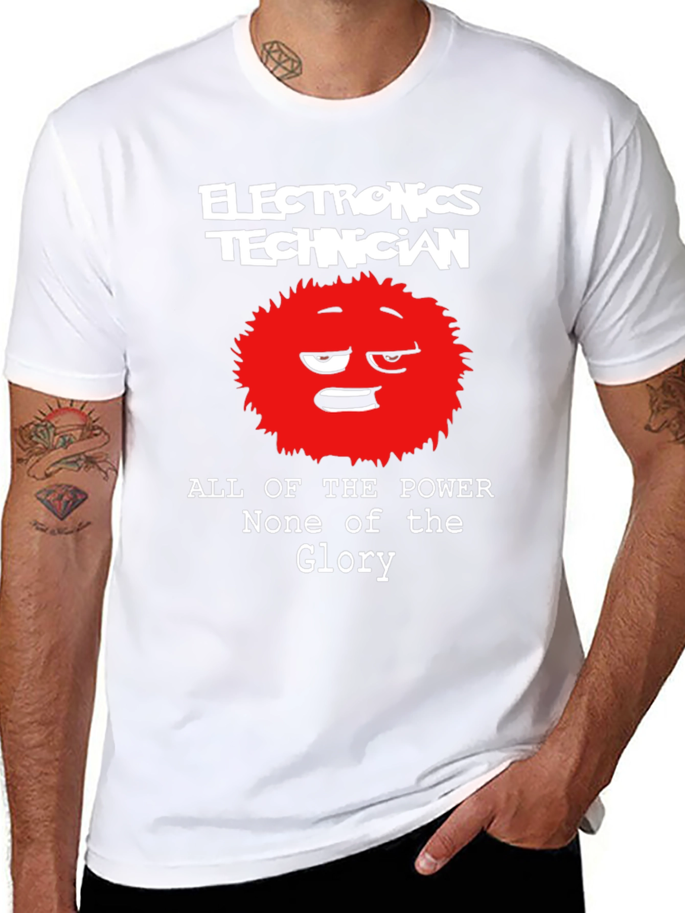 Black Electronics Technician Funny Graphic T-Shirt view 8