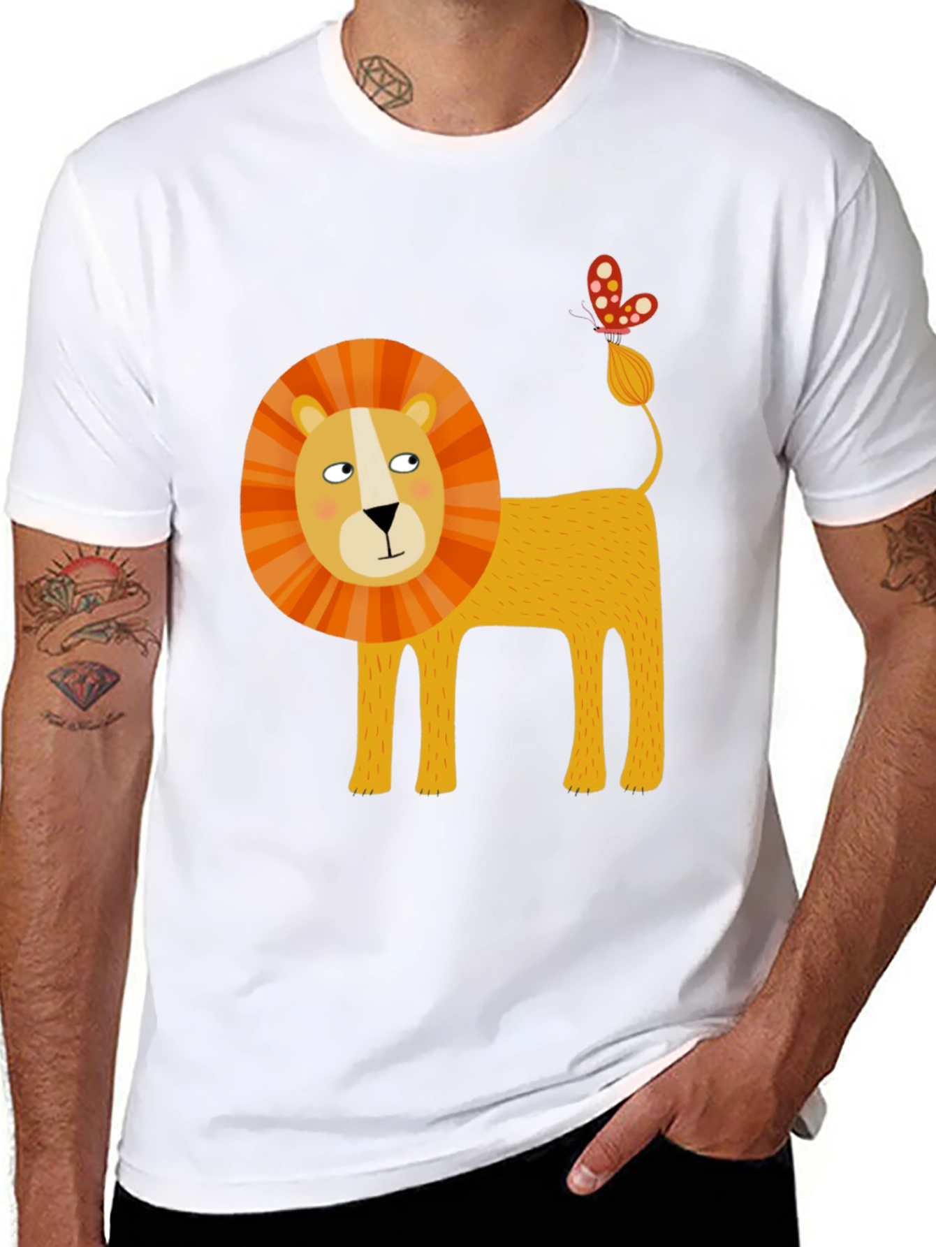 Black Lion & Butterfly Graphic Tee view 8