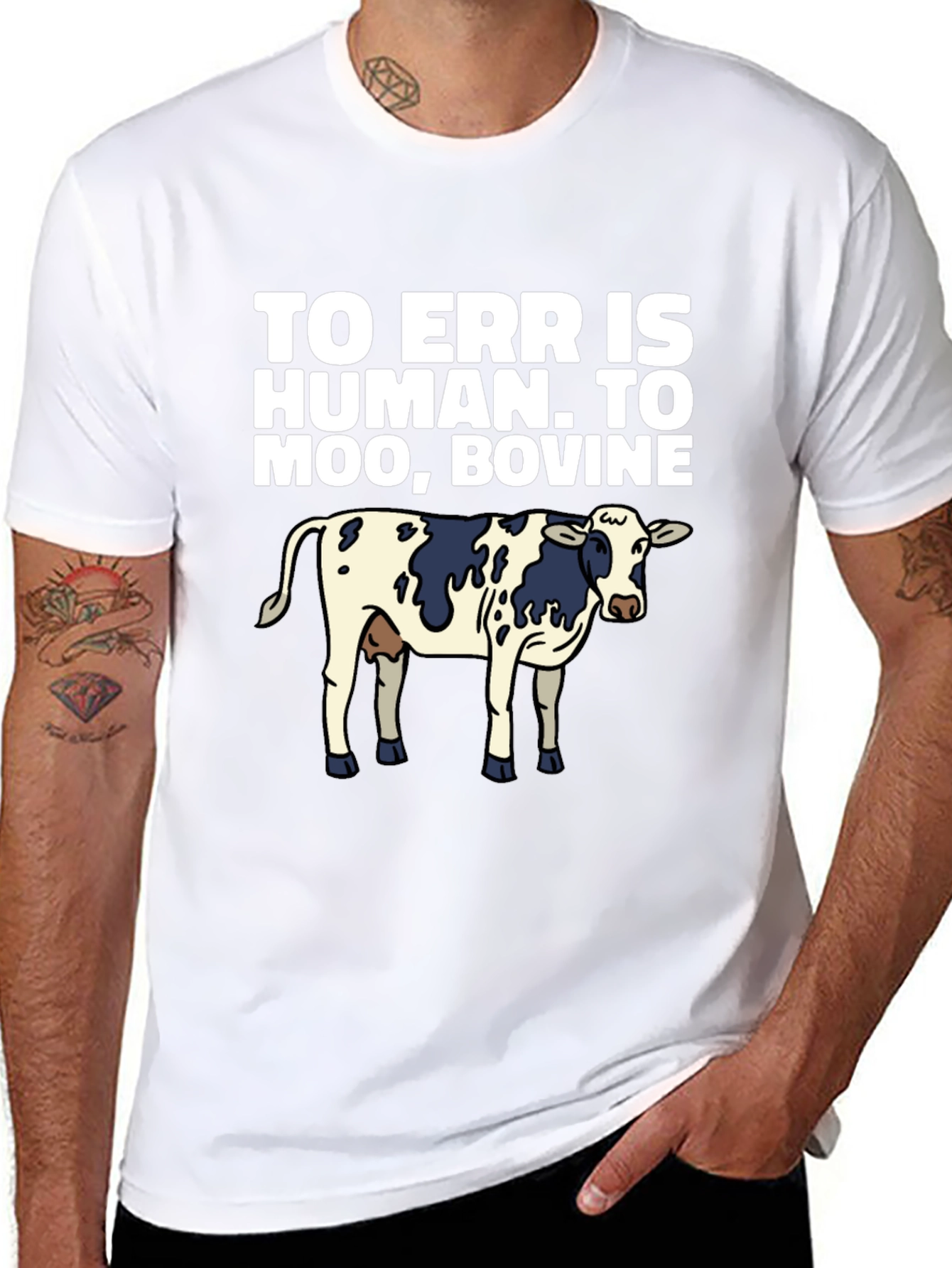 Funny Cow Graphic T-Shirt - To Err is Human, To Moo Bovine - 8