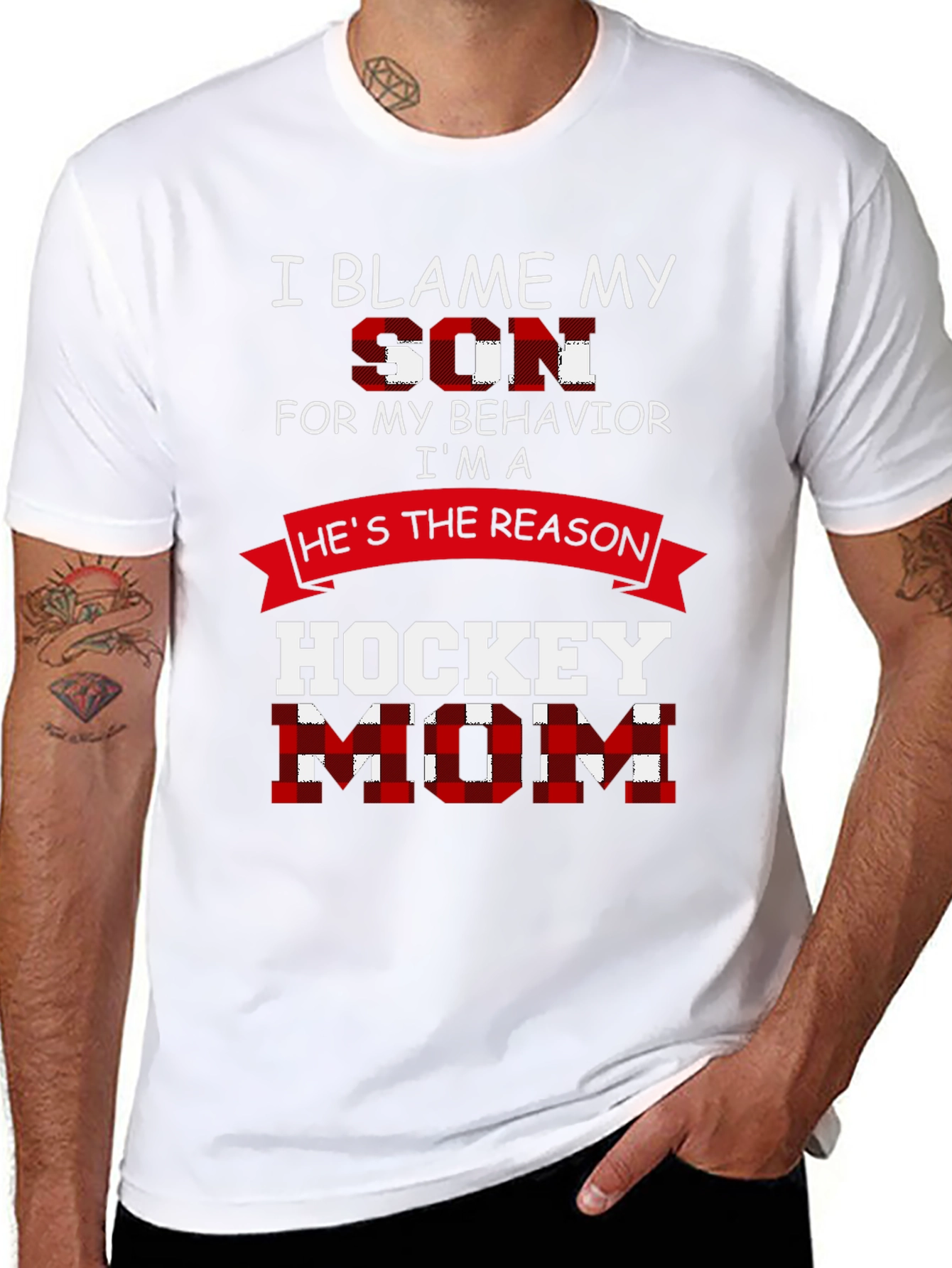 Black Hockey Mom T-Shirt - Blame My Son Tee view 8