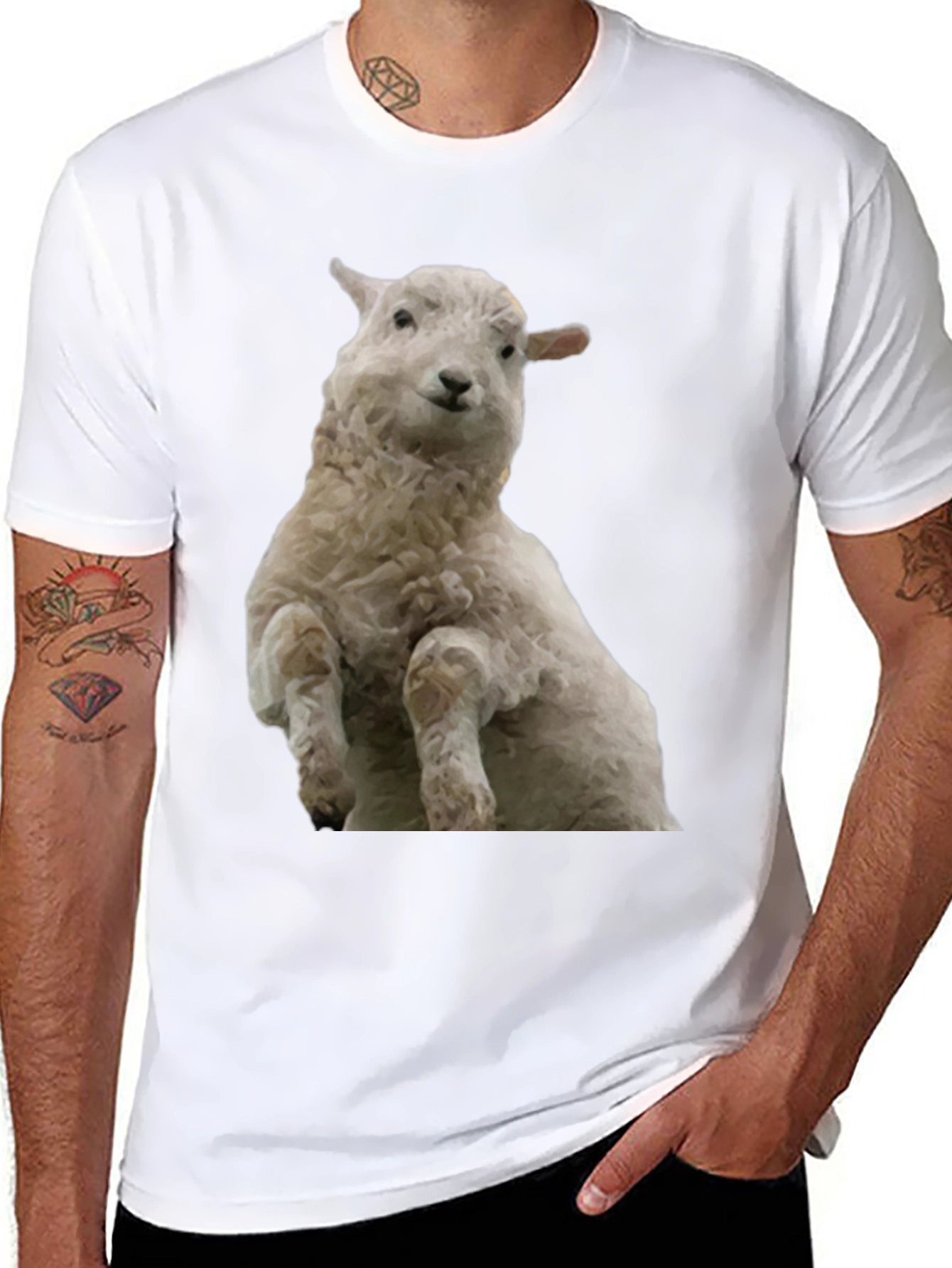 Black Black T-Shirt with Sheep Graphic view 8