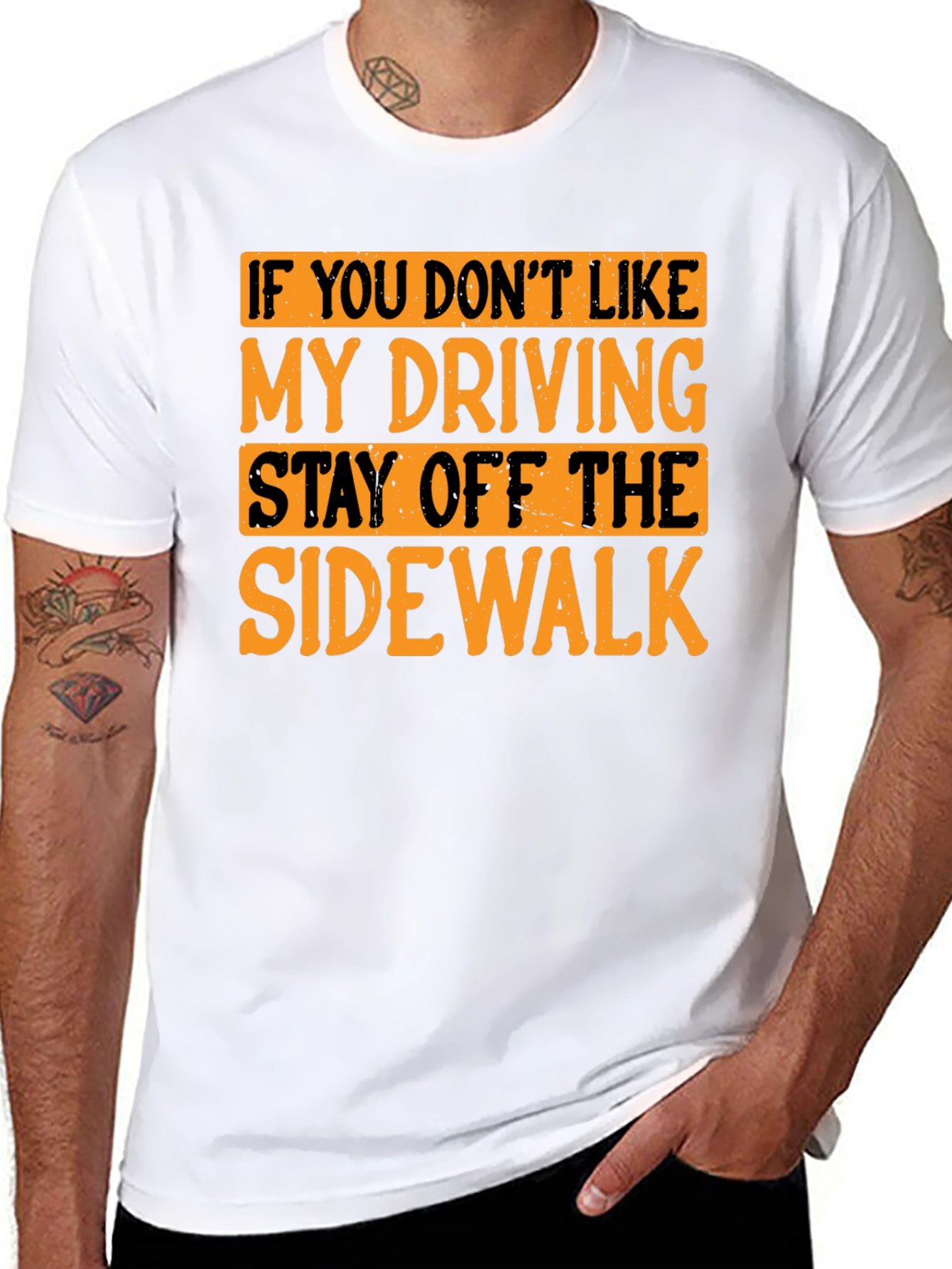 Black Funny Driving T-Shirt - Stay Off the Sidewalk view 8