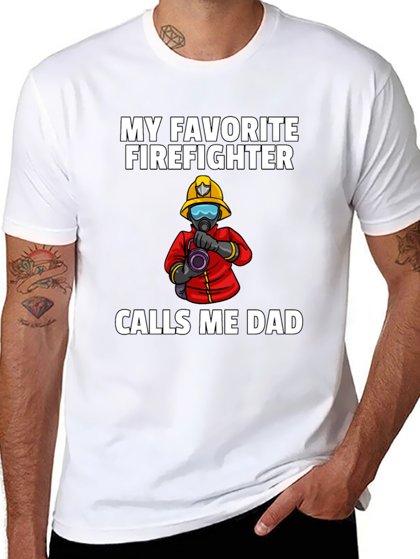 Black My Favorite Firefighter Calls Me Dad T-Shirt view 8