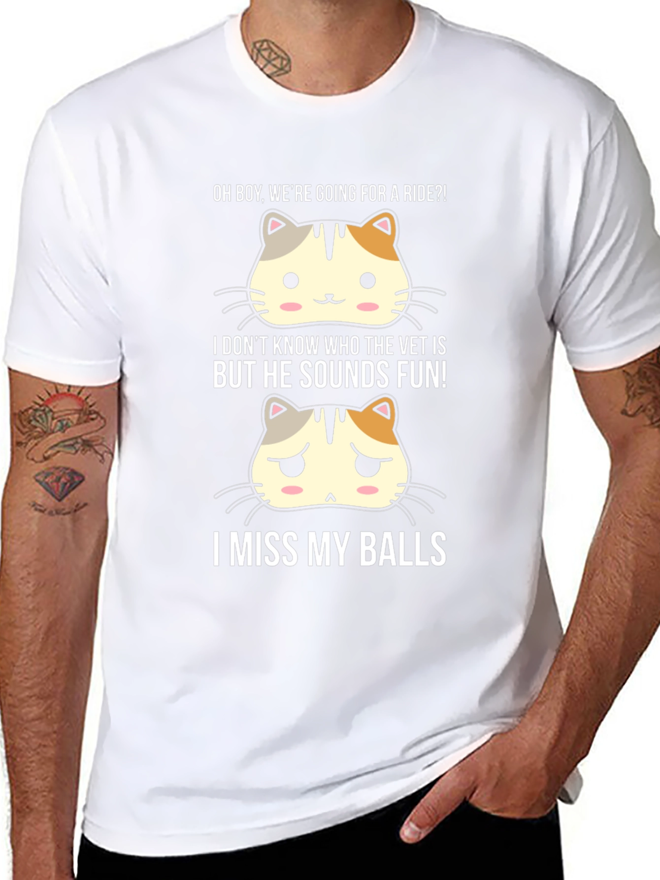Black Funny Cat Neutering T-Shirt - Ride, Vet, and Missing Balls Humor view 8