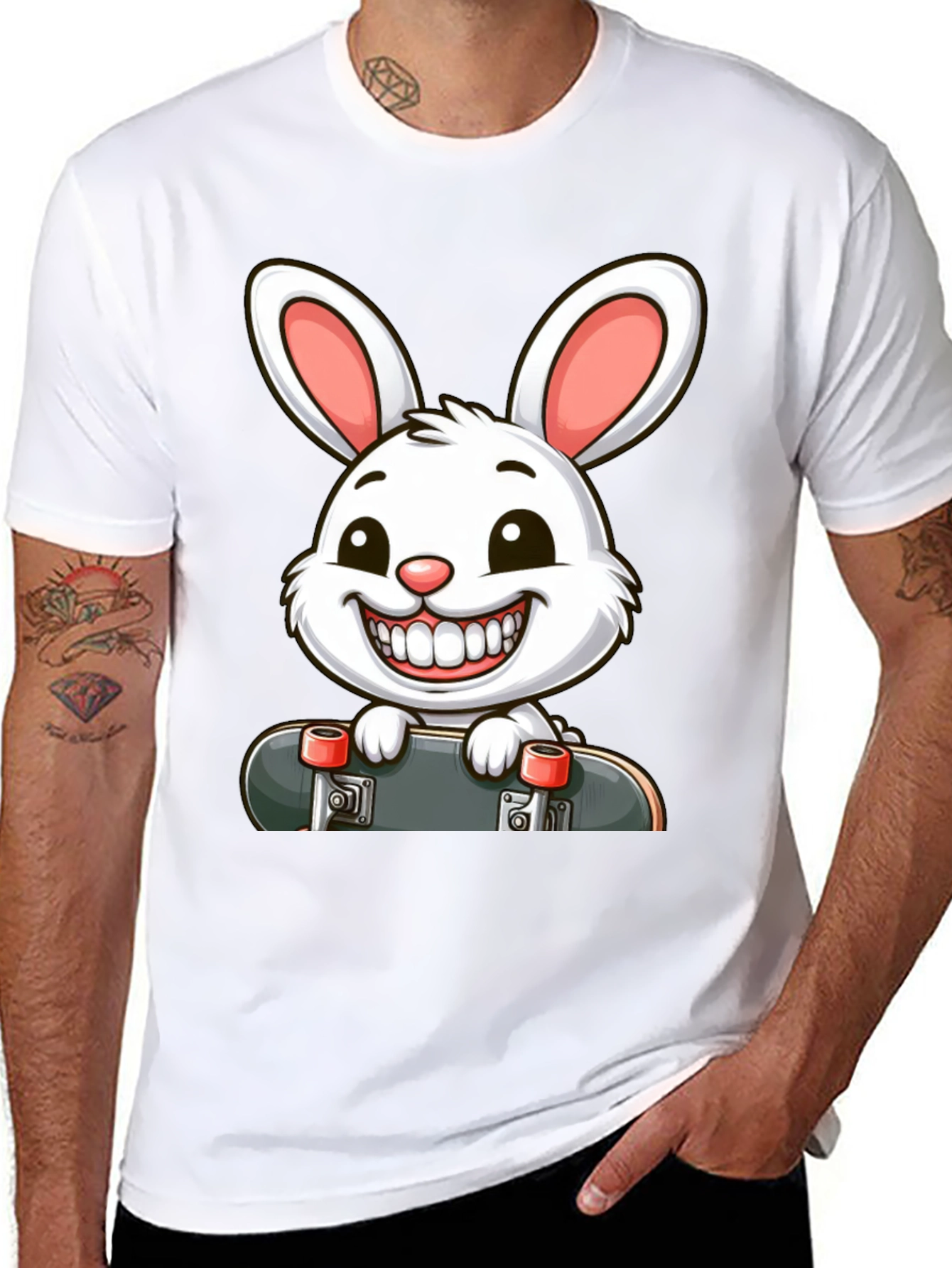 Black Rabbit Skateboard Graphic T-Shirt view 8