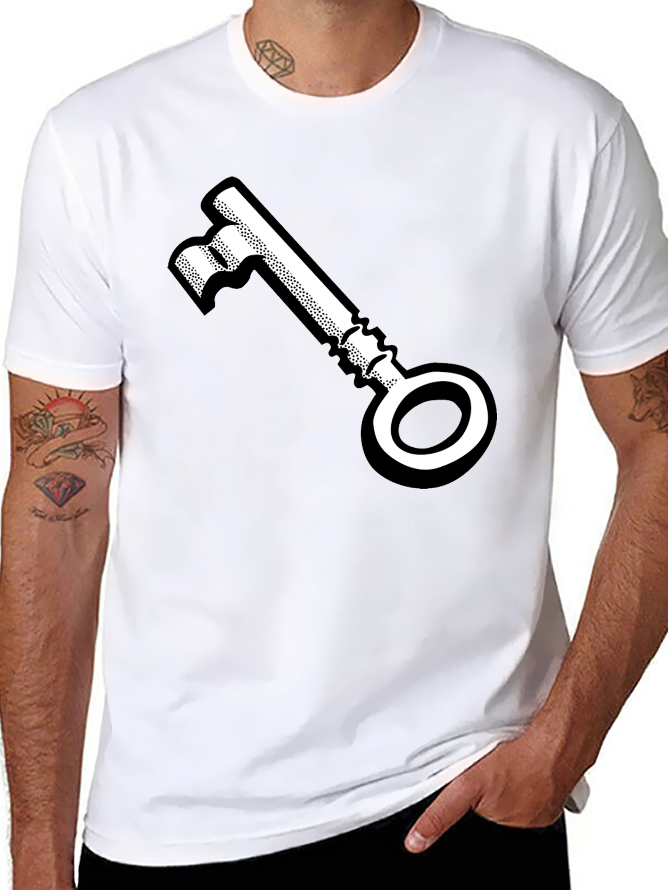 Black Vintage Key Graphic Tee - Unlock Your Style view 8