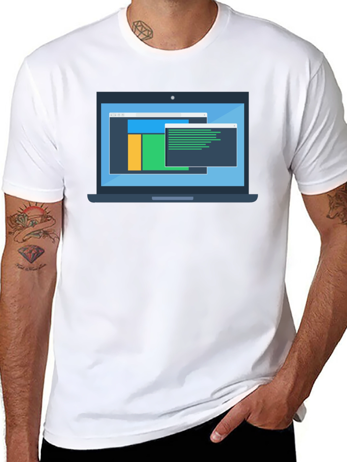 Black Programmer Laptop Graphic T-Shirt view 8