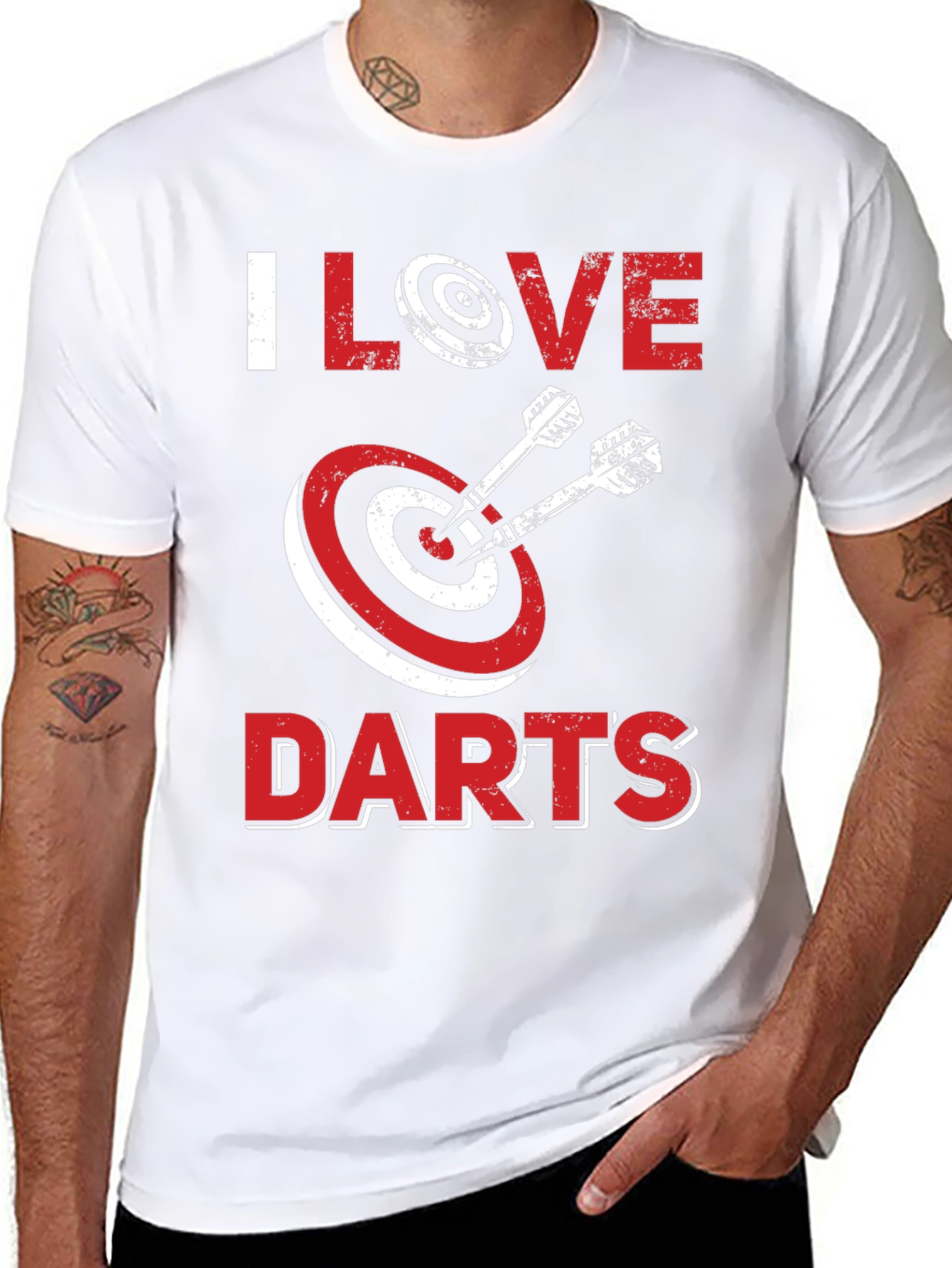 Black I Love Darts Graphic Tee - Black Cotton Casual Shirt view 8