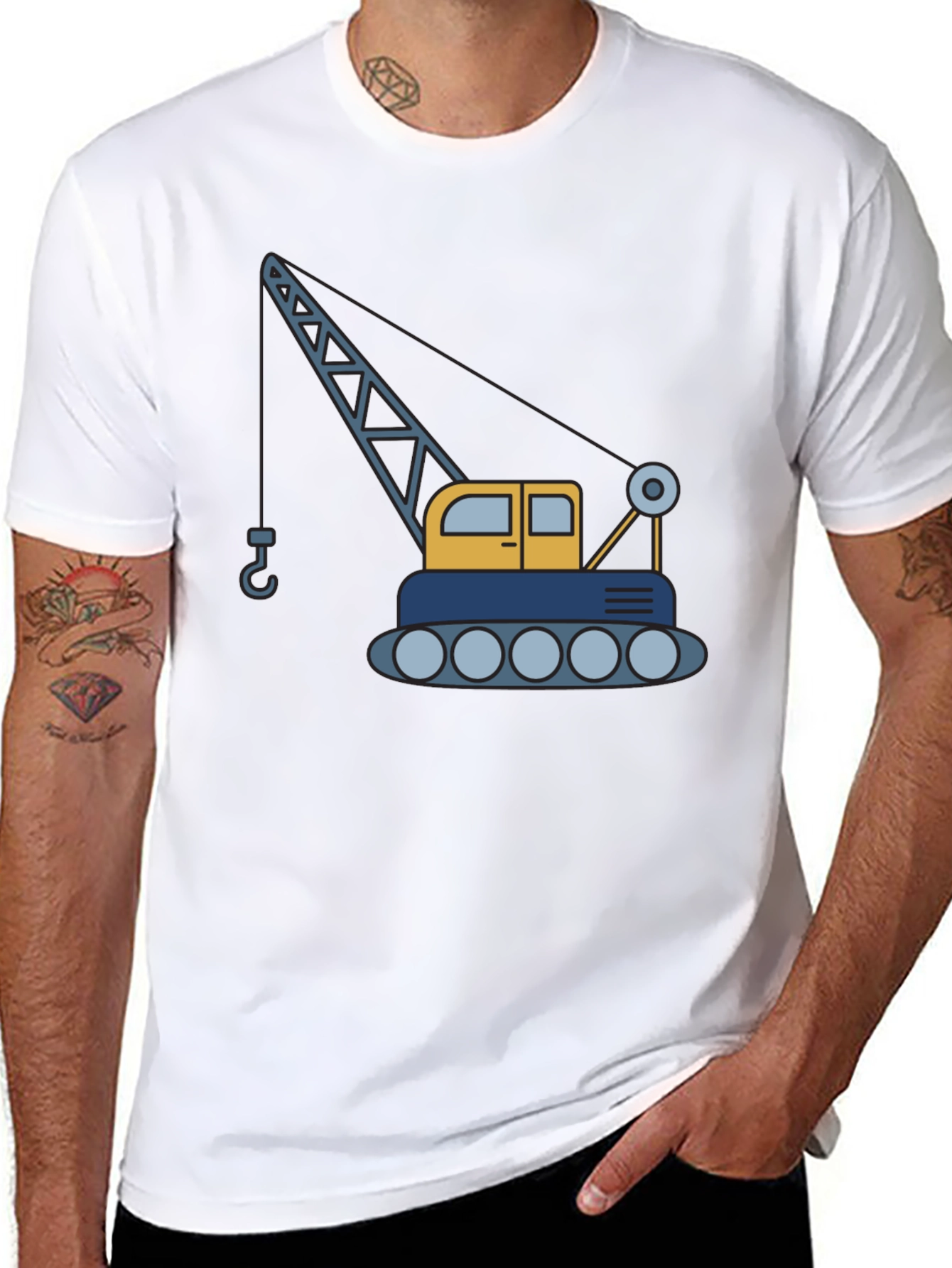 Black Crane Graphic T-Shirt - Construction Vehicle Tee view 8