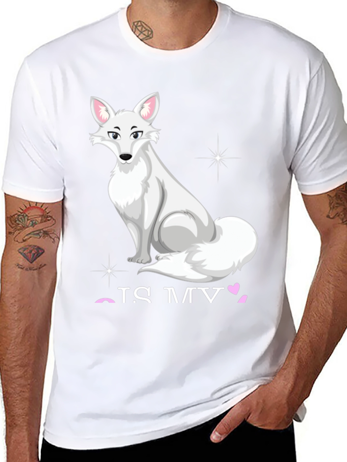 Black Arctic Fox Graphic Tee - 'Fox Is My Valentine' view 8