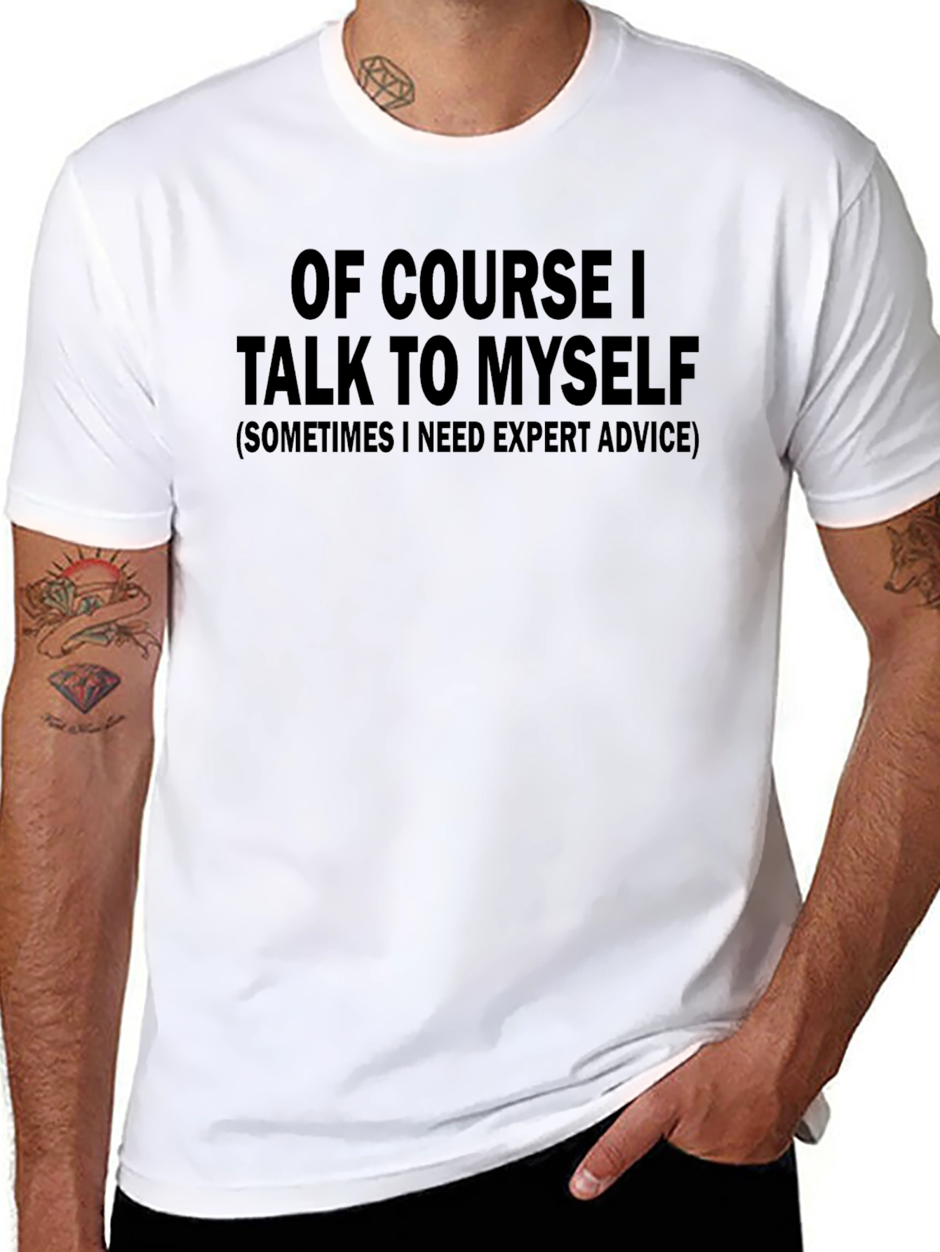 Black Funny T-Shirt: Of Course I Talk to Myself view 8