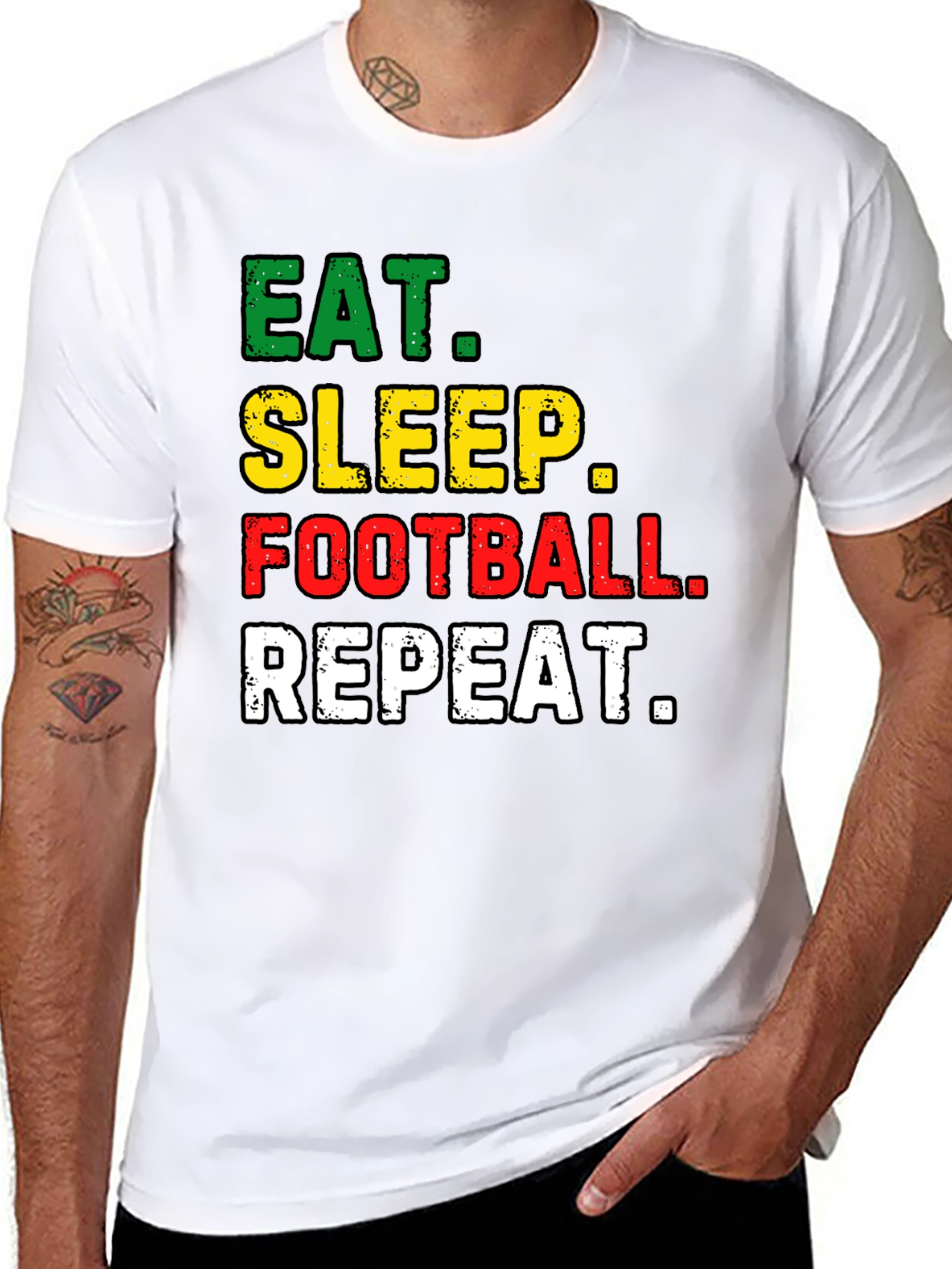 Black Eat Sleep Football Repeat Black T-Shirt view 8