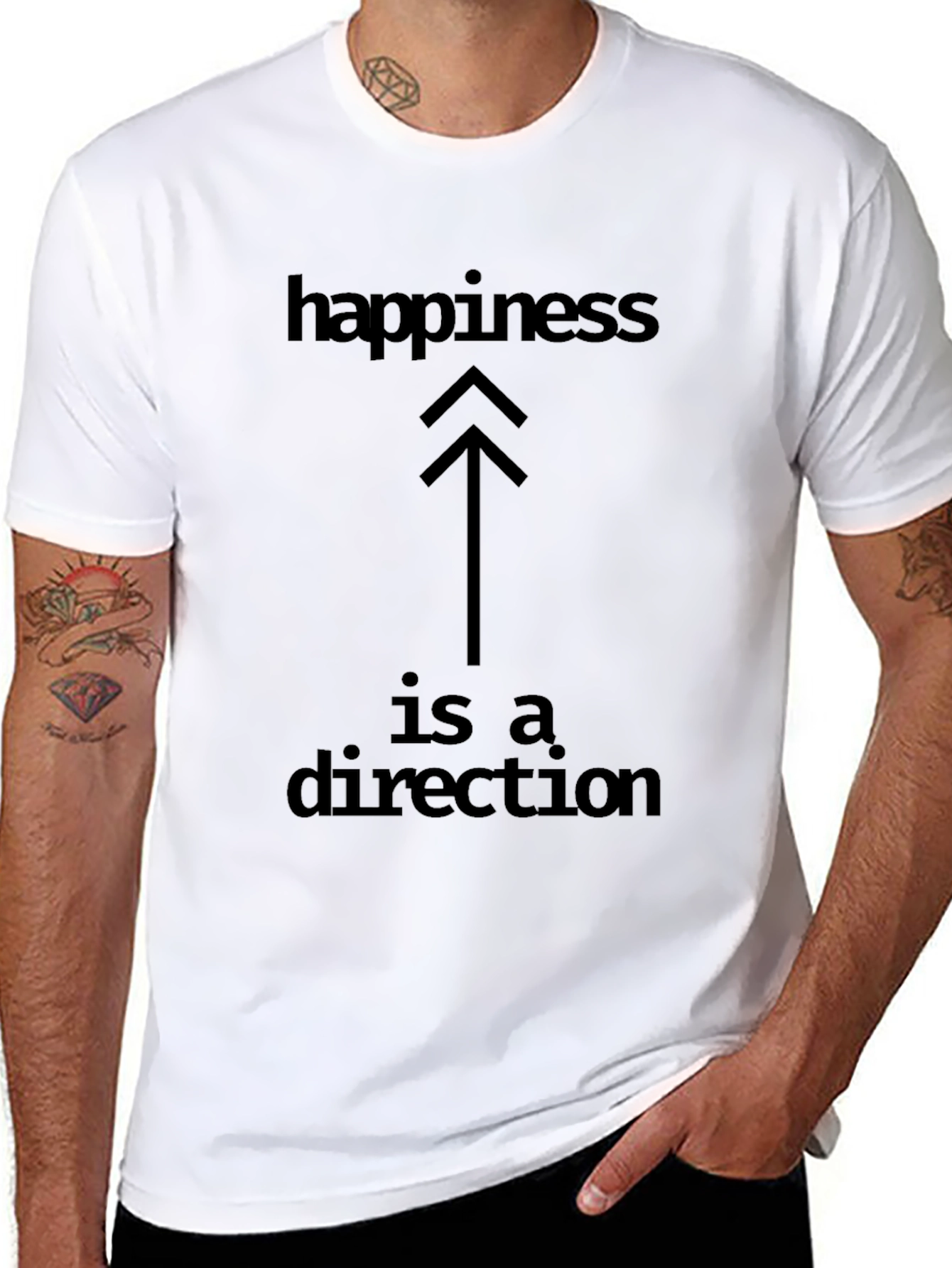Black Happiness Direction Black Graphic Tee view 8