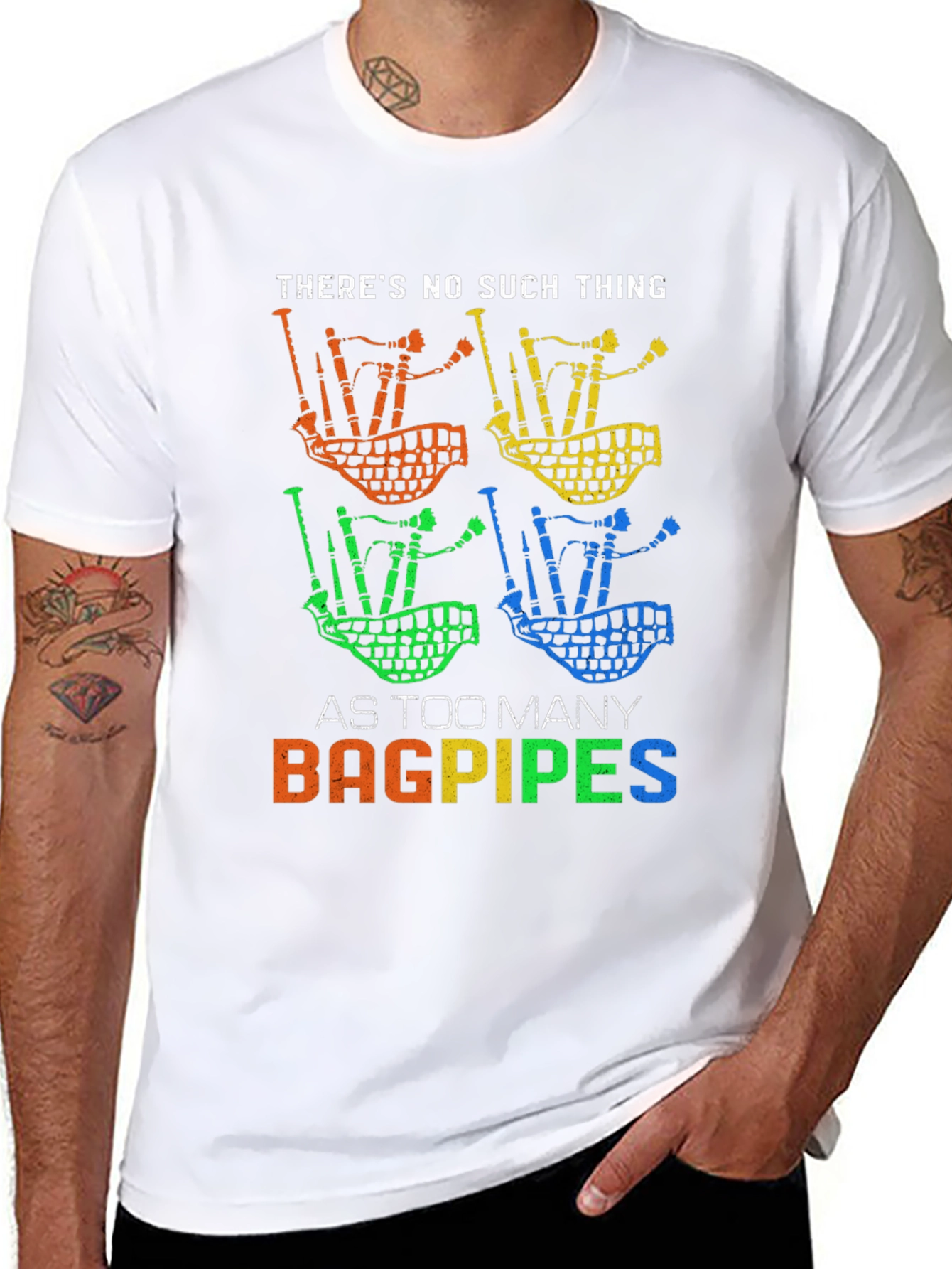 Black Bagpipes Graphic Tee - Too Many Bagpipes view 8