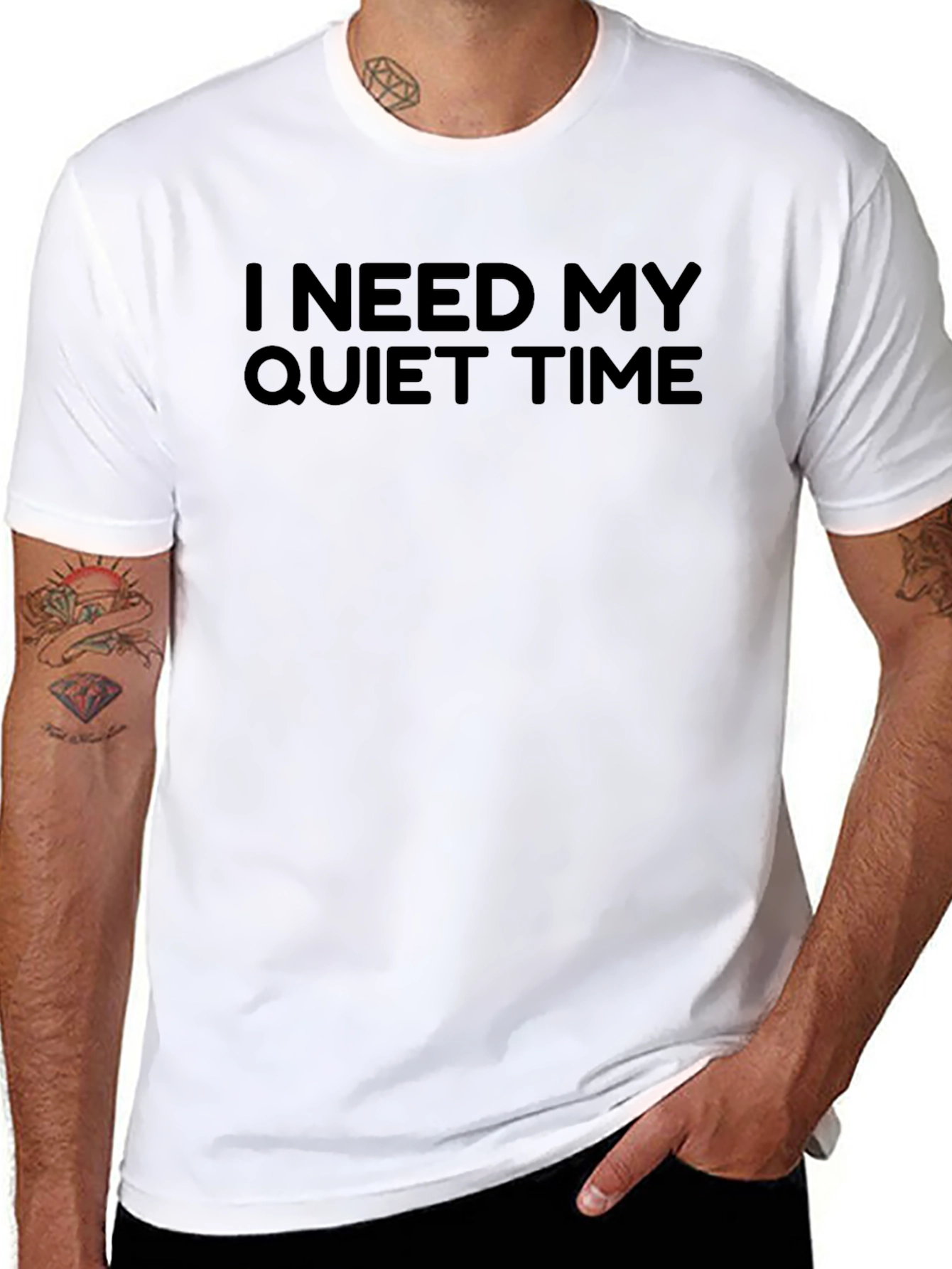 Black I Need My Quiet Time Black T-Shirt view 8