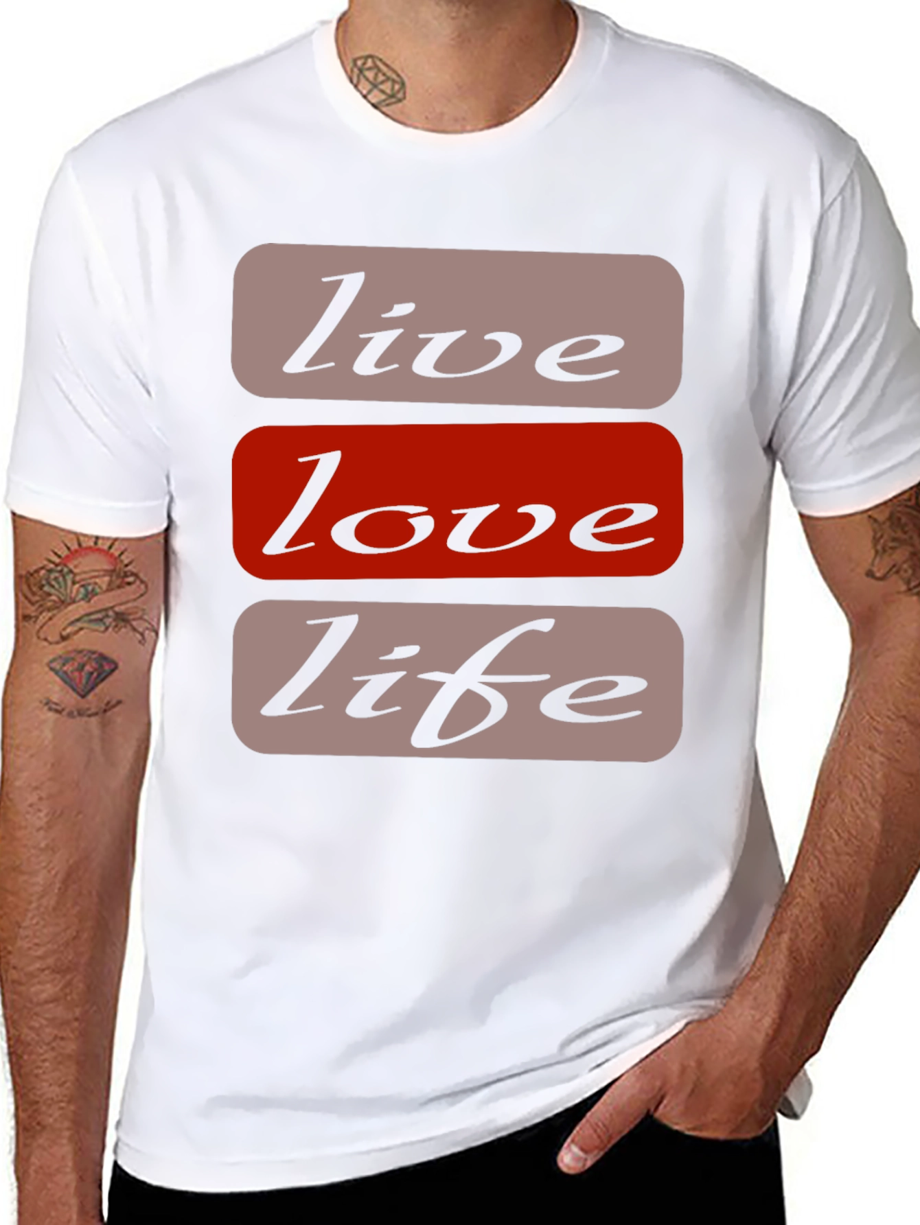 Black Live Love Life Graphic T-Shirt - Casual Black Tee view 8