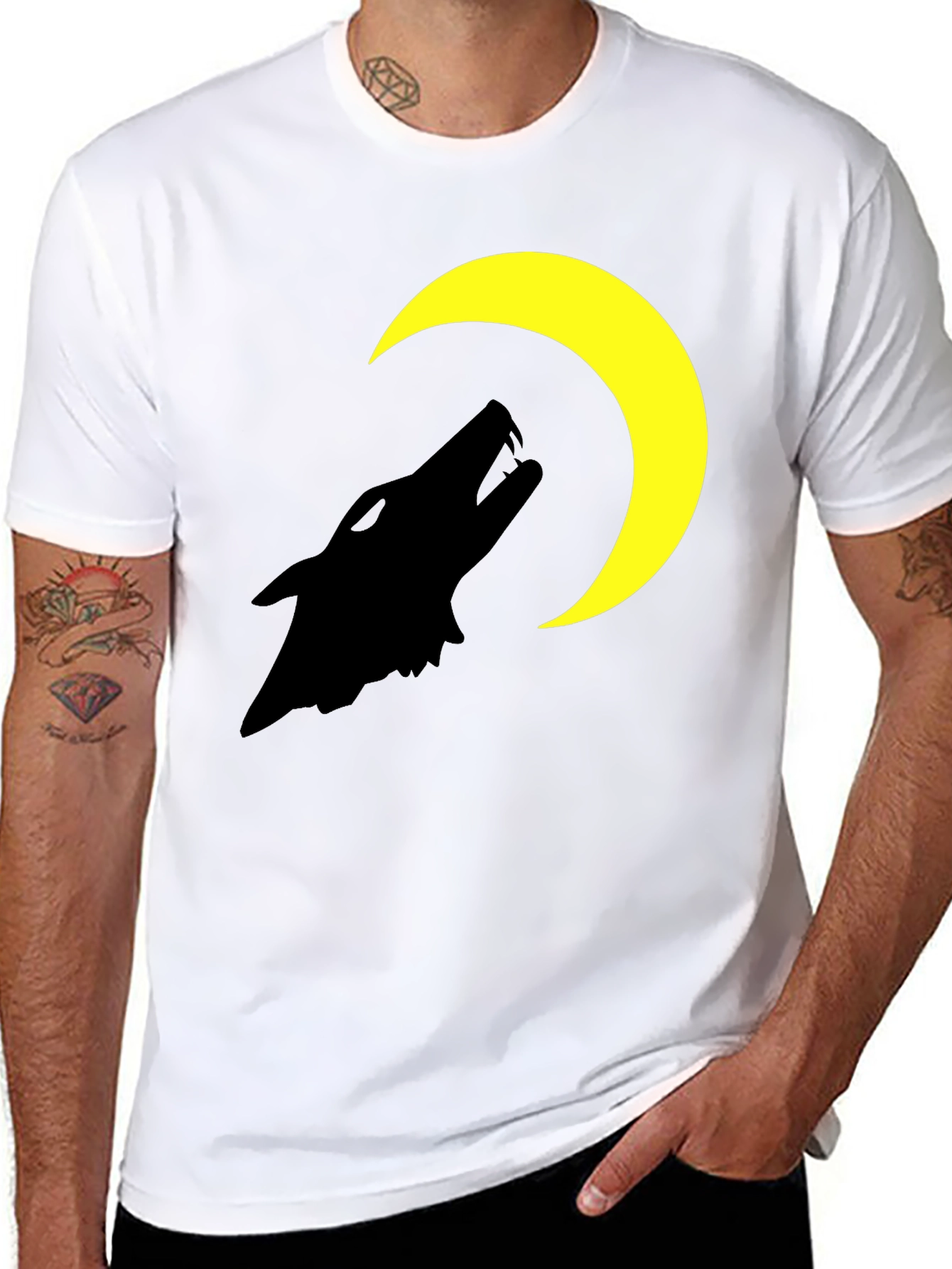 Black Wolf Moon Graphic T-Shirt - Black Cotton Tee view 8