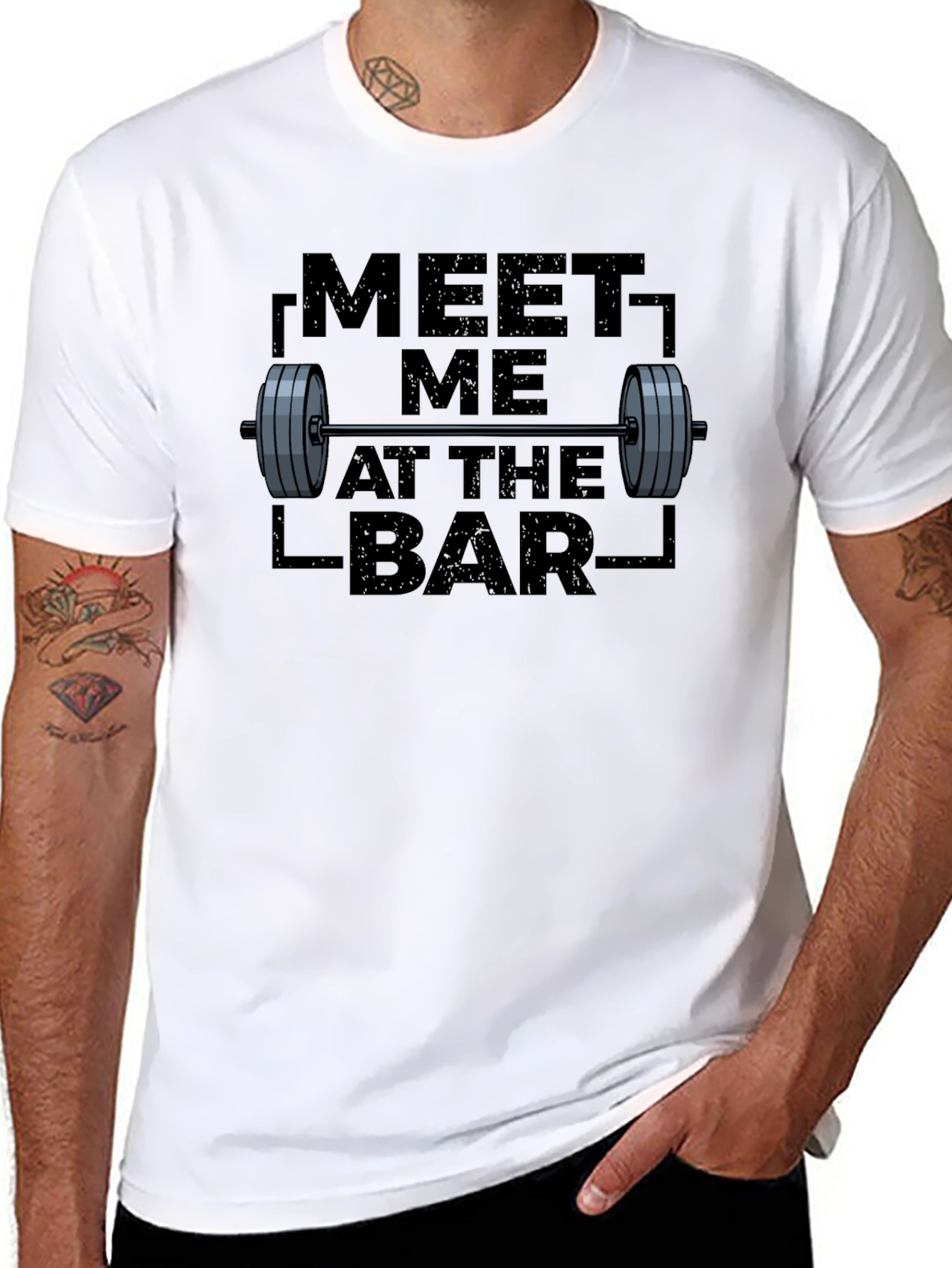 Black Meet Me at the Bar T-Shirt - Gym Workout Apparel view 8