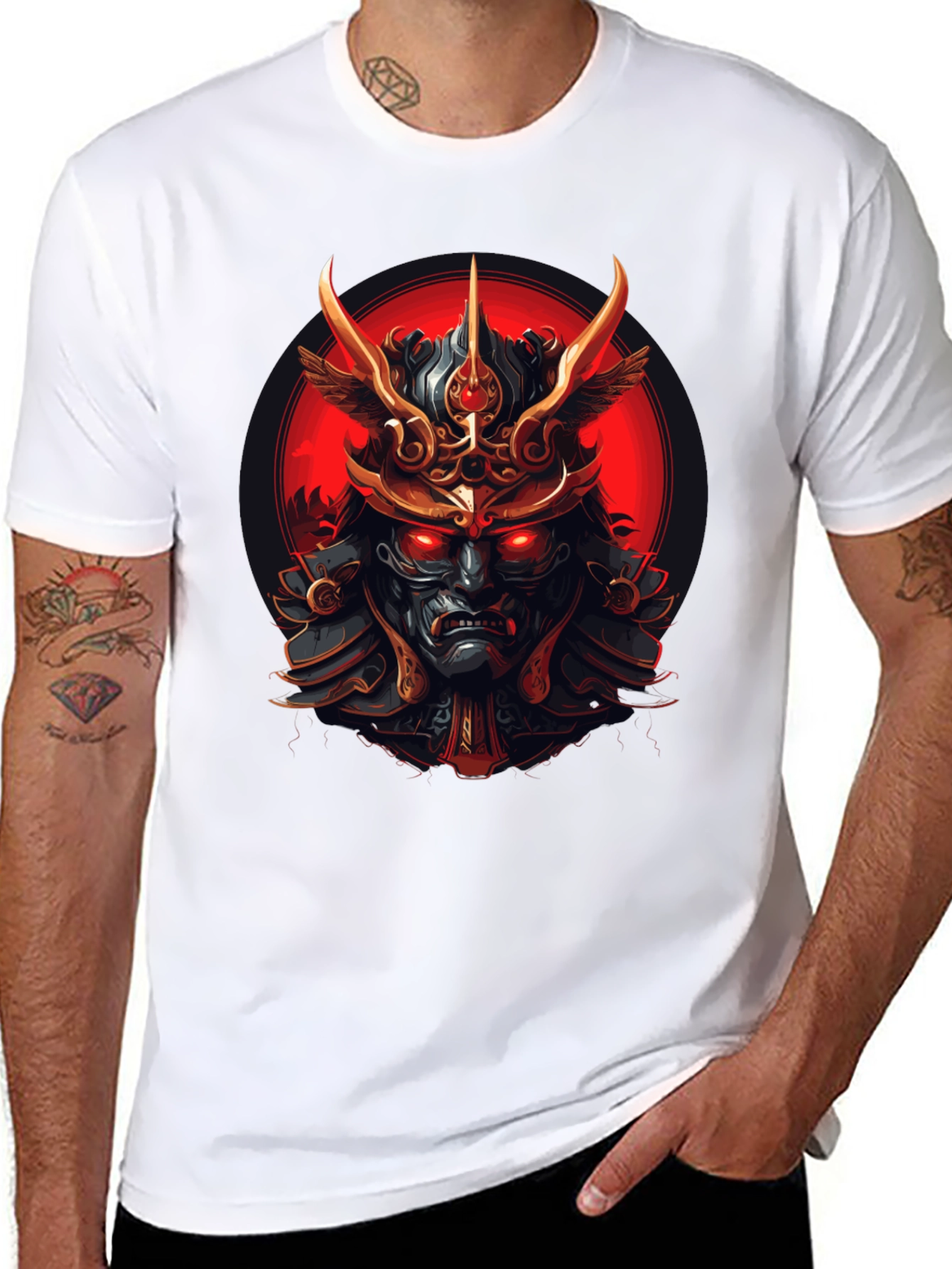 Black Samurai Warrior Graphic Tee - Men's Black T-Shirt view 8